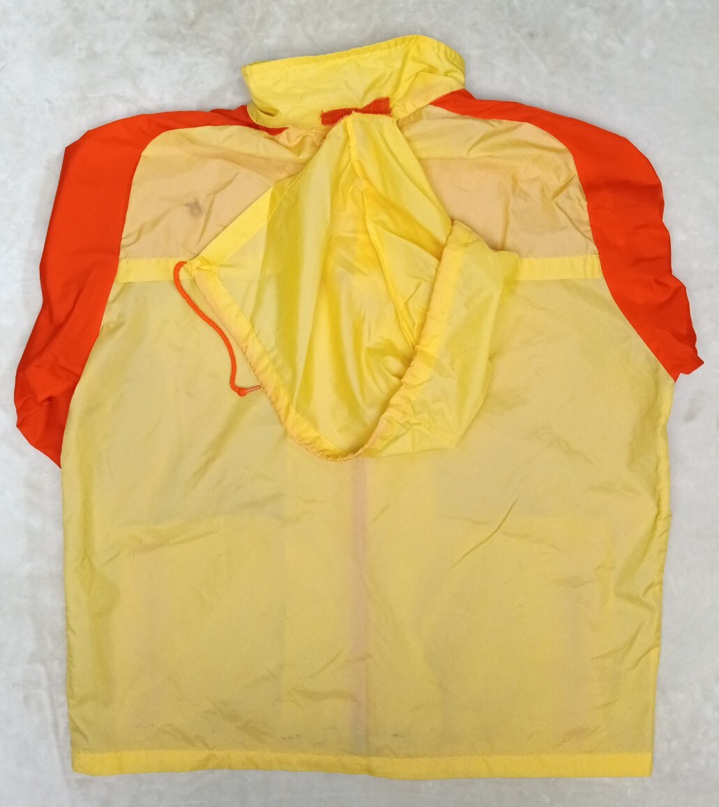 Sears Windbreaker Rain Cost Jacket Vintage R.O.C. RN 44419 Orange and Yellow Zip