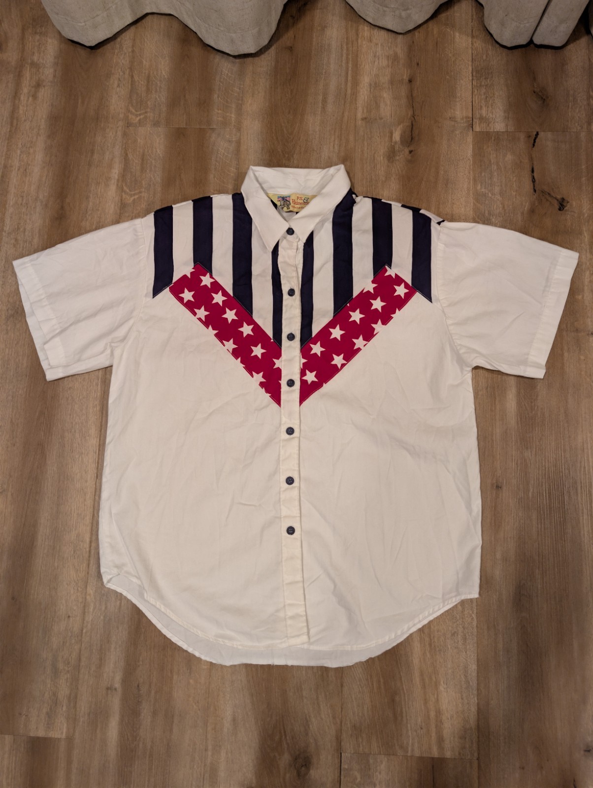 VTG Panhandle Slim & Rhinestones American Flag Western Shirt Women’s Size Medium