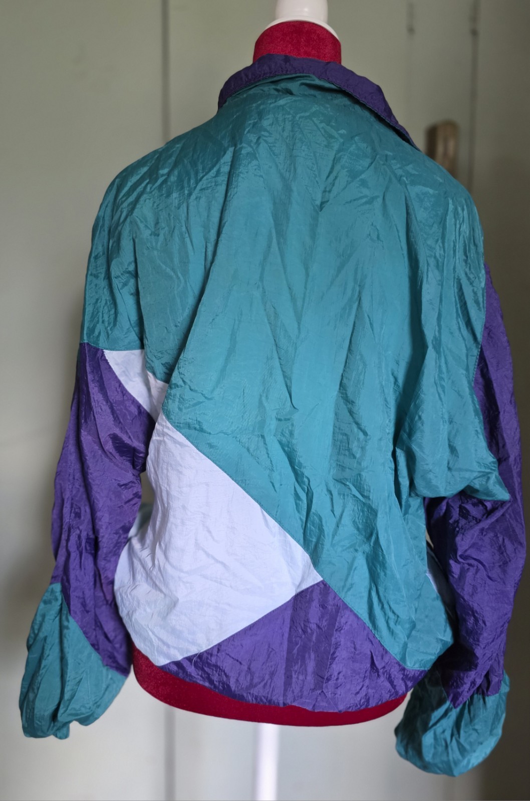 VTG Wilson 80’s Color Block Track Windbreaker Jacket SZ SM Purple Green White 🎾