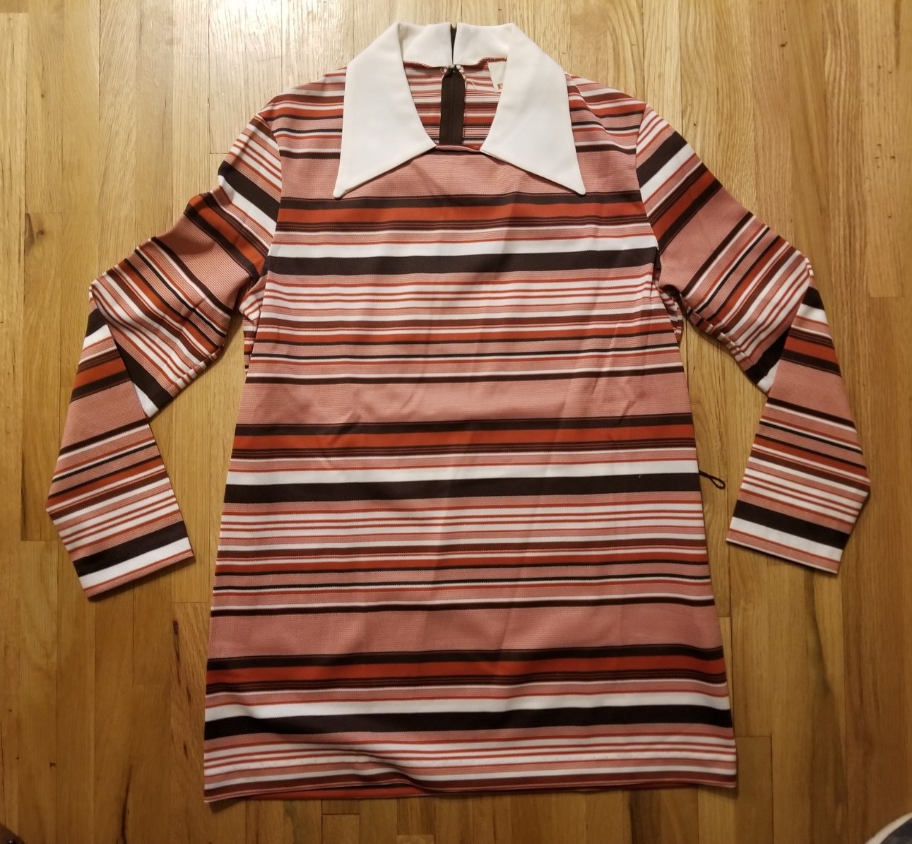 NOS Vintage 1970s KNIT-INS Womens Knit Striped Belted Top & Skirt Set Size 15-16
