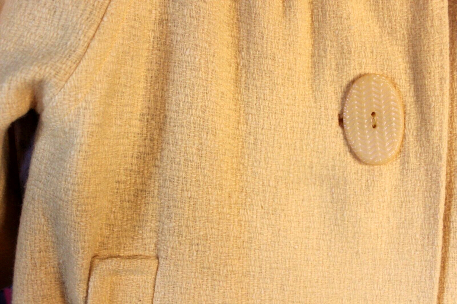 Vintage 1950’s 1/2 Sleeve Yellow Tweed Women’s Coat Youthcraft Teen / Adult