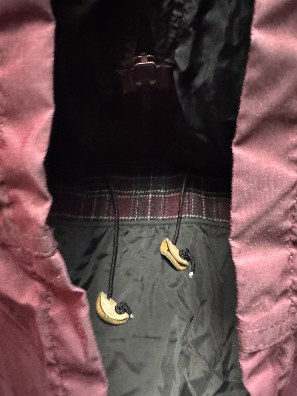 Vintage Woolrich Women’s Hooded Wool Plaid Lined Parka Coat Burgundy Made In USA
