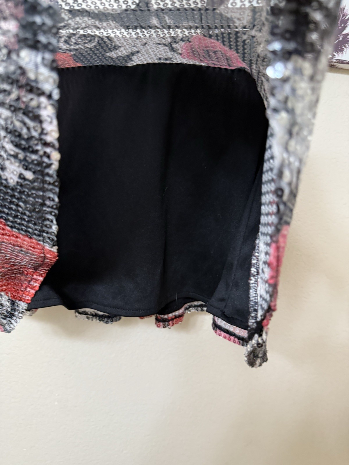 Vintage Justice Sequence Red Black & Silver Roses Mini Skirt, Y2K, Retro, Skater