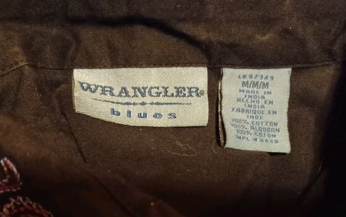 Vintage Wrangler Blues Western Snap Button Womens Medium Black Shirt