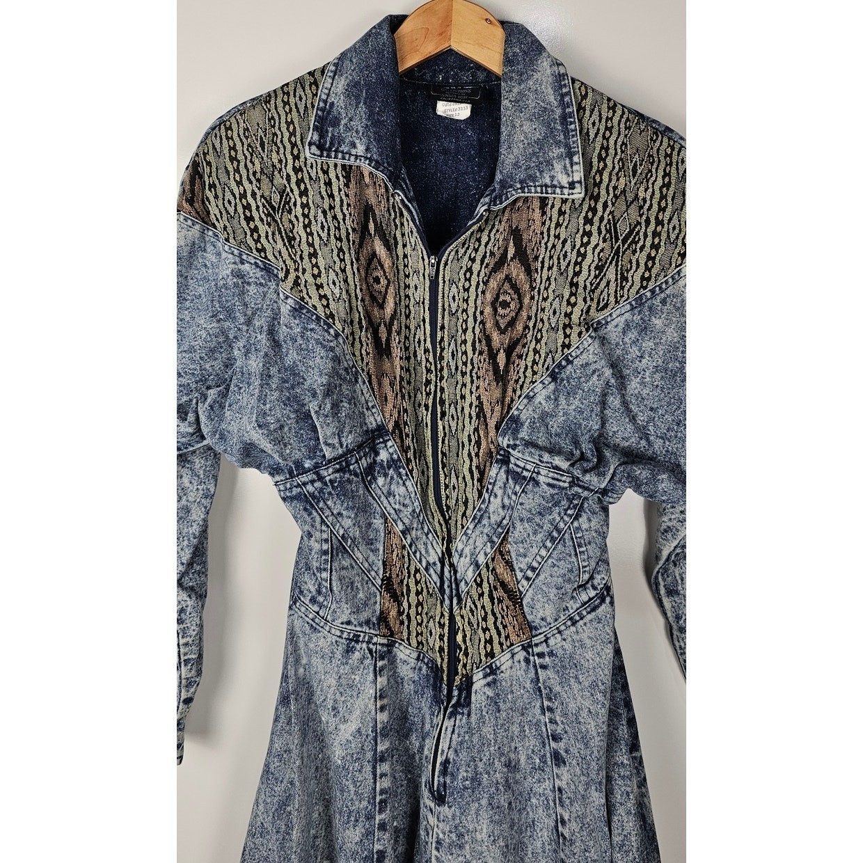 PG Collection Ginger Bolt vintage denim dress sz12 blue stonewash western 80s