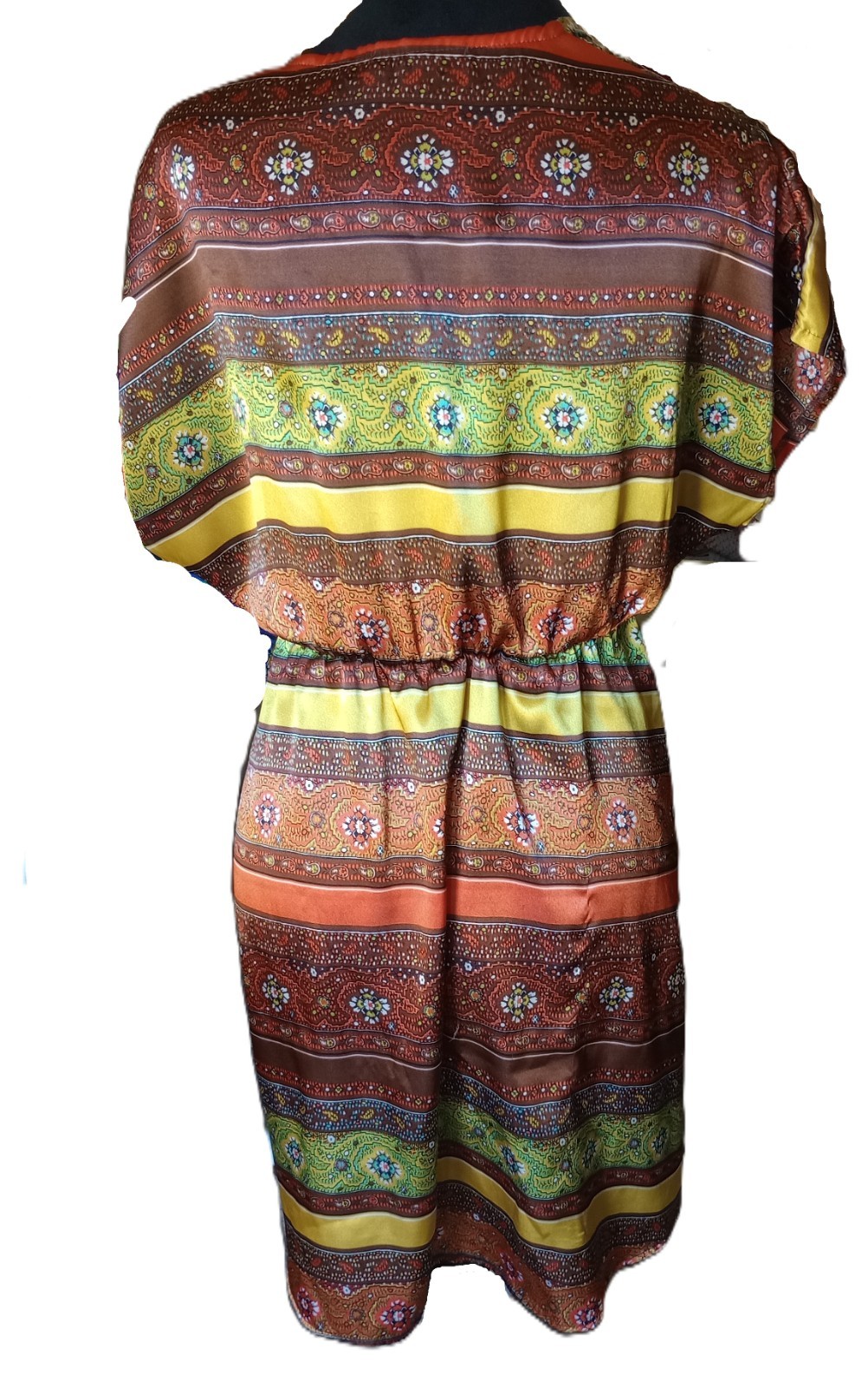 Romeo & Juliet Women’s M 70’s Style Multicolor V-Neck Stripe Floral Mini Dress