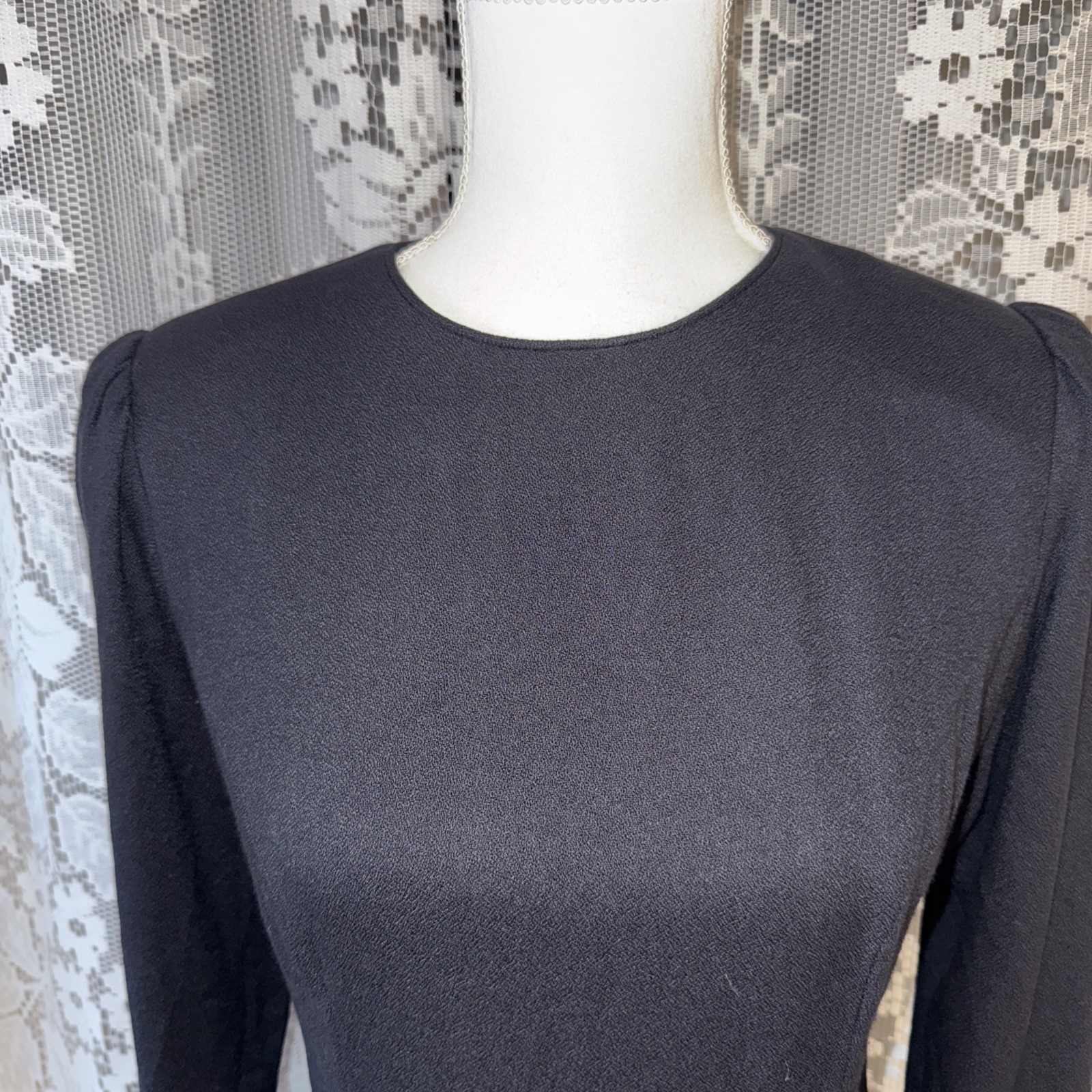 Vintage Lanz Originals Woman’s Opaque Rayon Little Black Dress Size 8 34 Bust