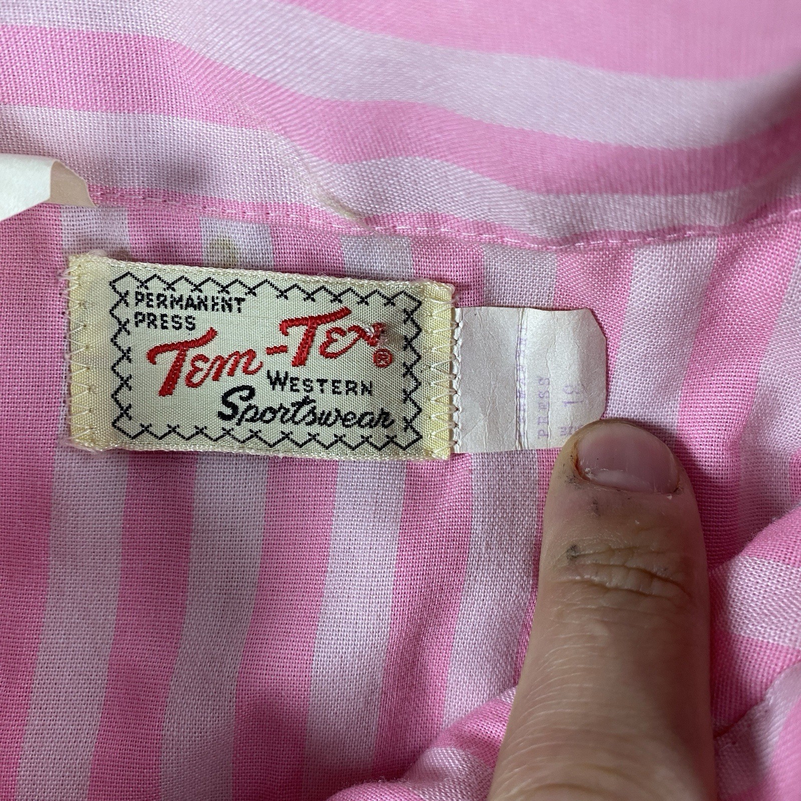True Vintage Tem Tex Over Shirt Women’s 20×27 Rockabilly Pink Striped 1950s USA