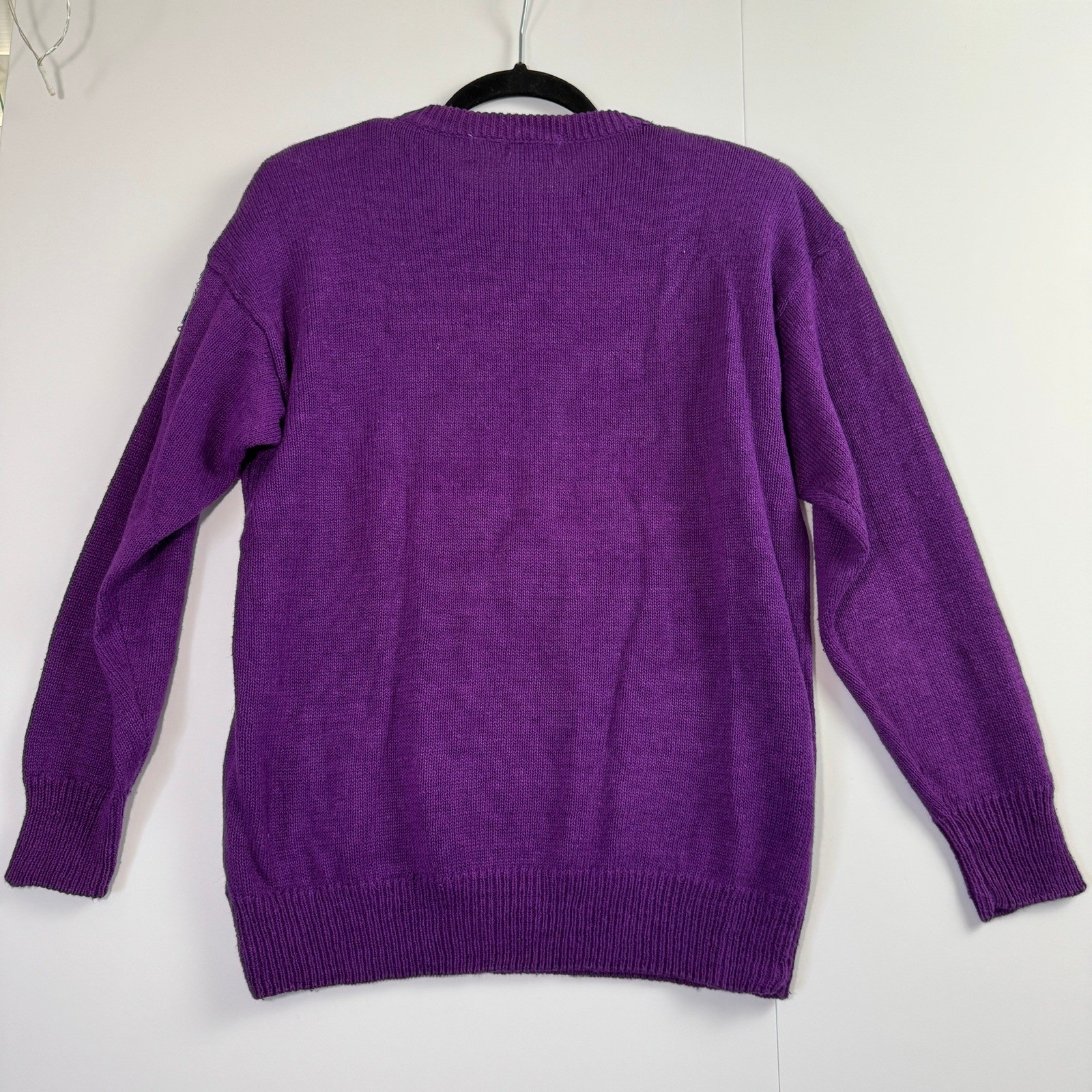 Beautifully Mine Vintage Purple Beaded Sequin Sweater Ramie Cotton Womens Large