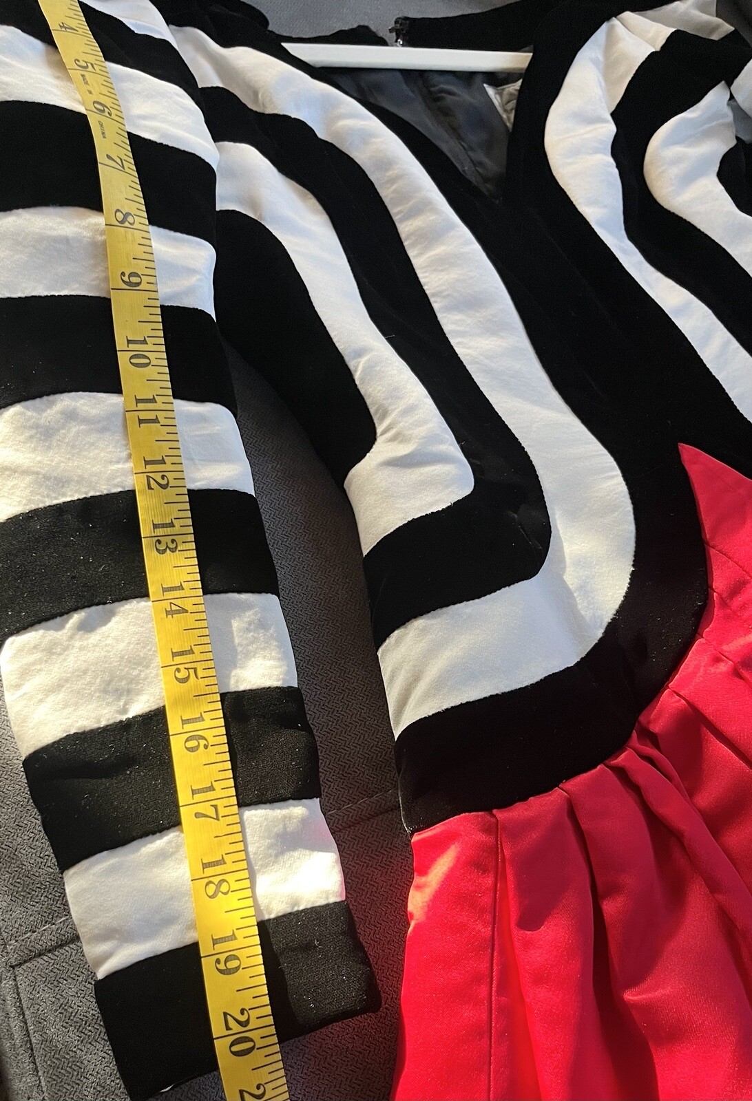 Vintage 1980s Fernando Pena Black White Red Dress Satin Velvet Bows Unique Rare