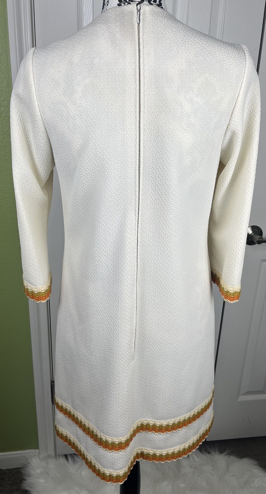 Vintage 1970s Ivory Embroidered Tunic Dress Women’s Size 36/6
