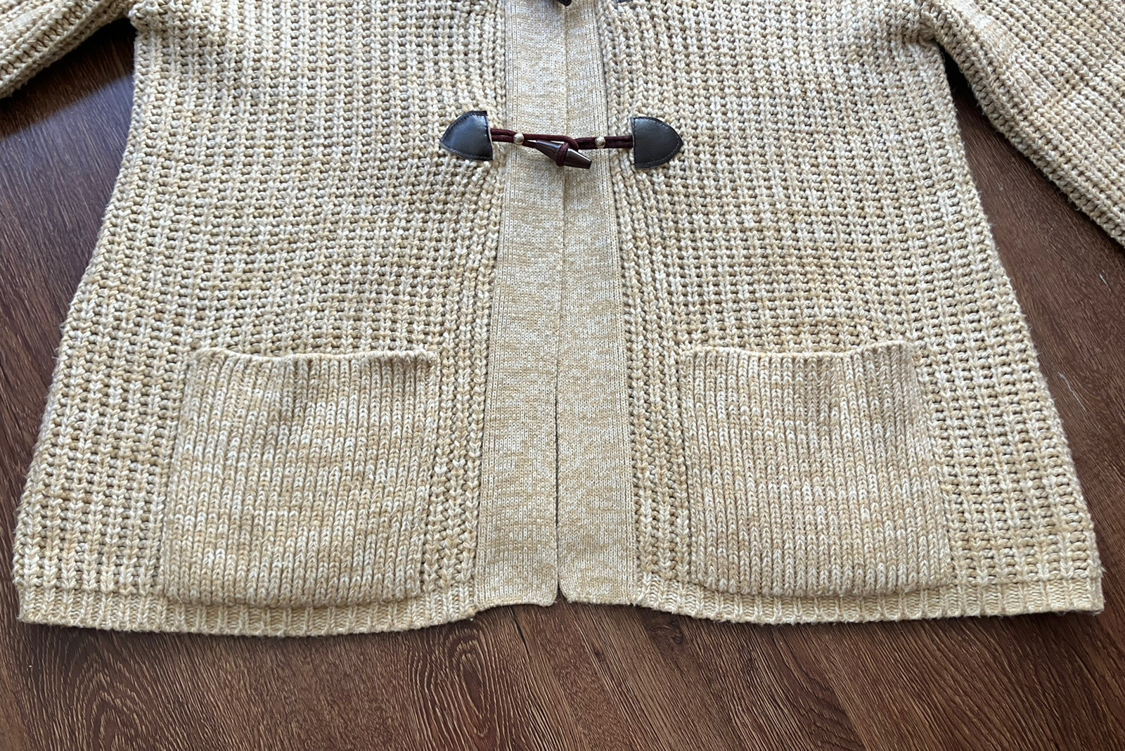 Vintage ’70s Montgomery Ward Hooded Chunky Sweater Jacket Toggle Buttons XL/XXL