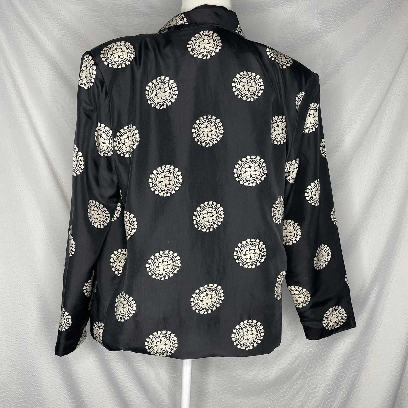 Carol Horn Vintage 80’s Women’s Workshop Blazer Geo Print 100% Silk Size M