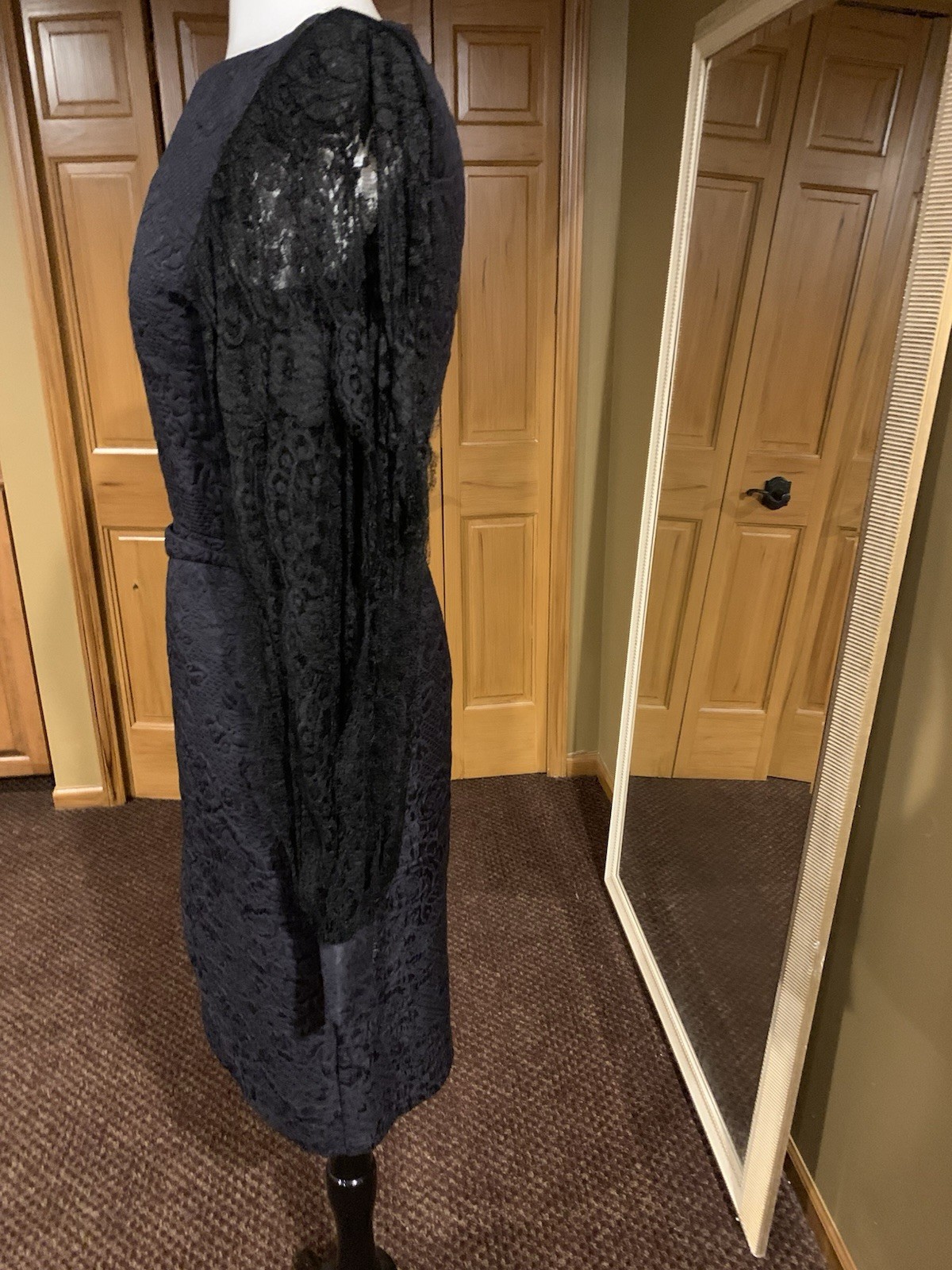 Vintage 1990s Black/ Midnight Navy James Galanos Couture Cocktail Dress Size 4