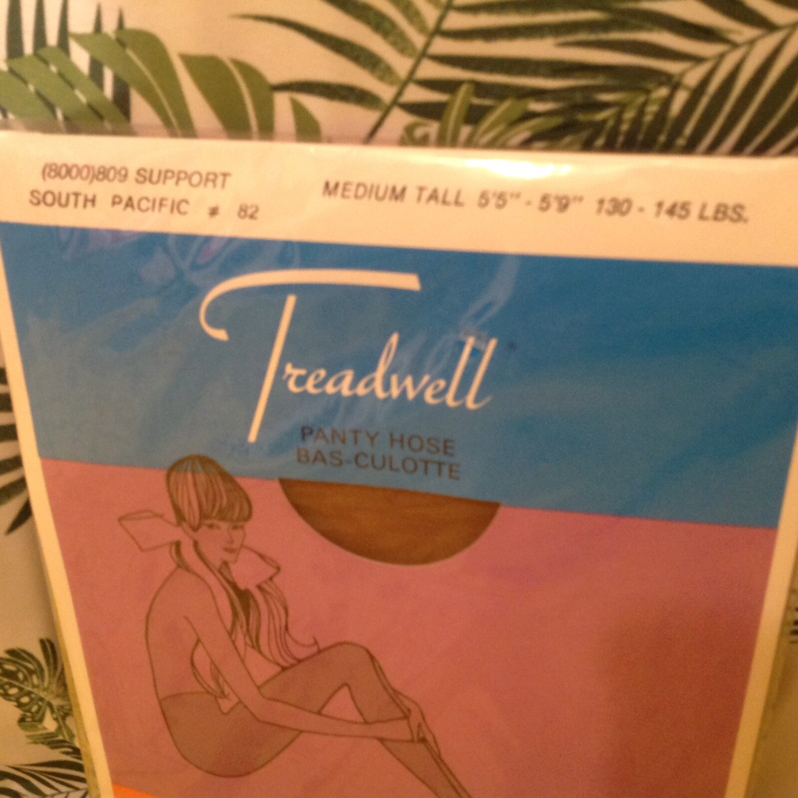 Vintage Pantyhose Treadwell ❤️ Support Color South Pacific size Medium Tall