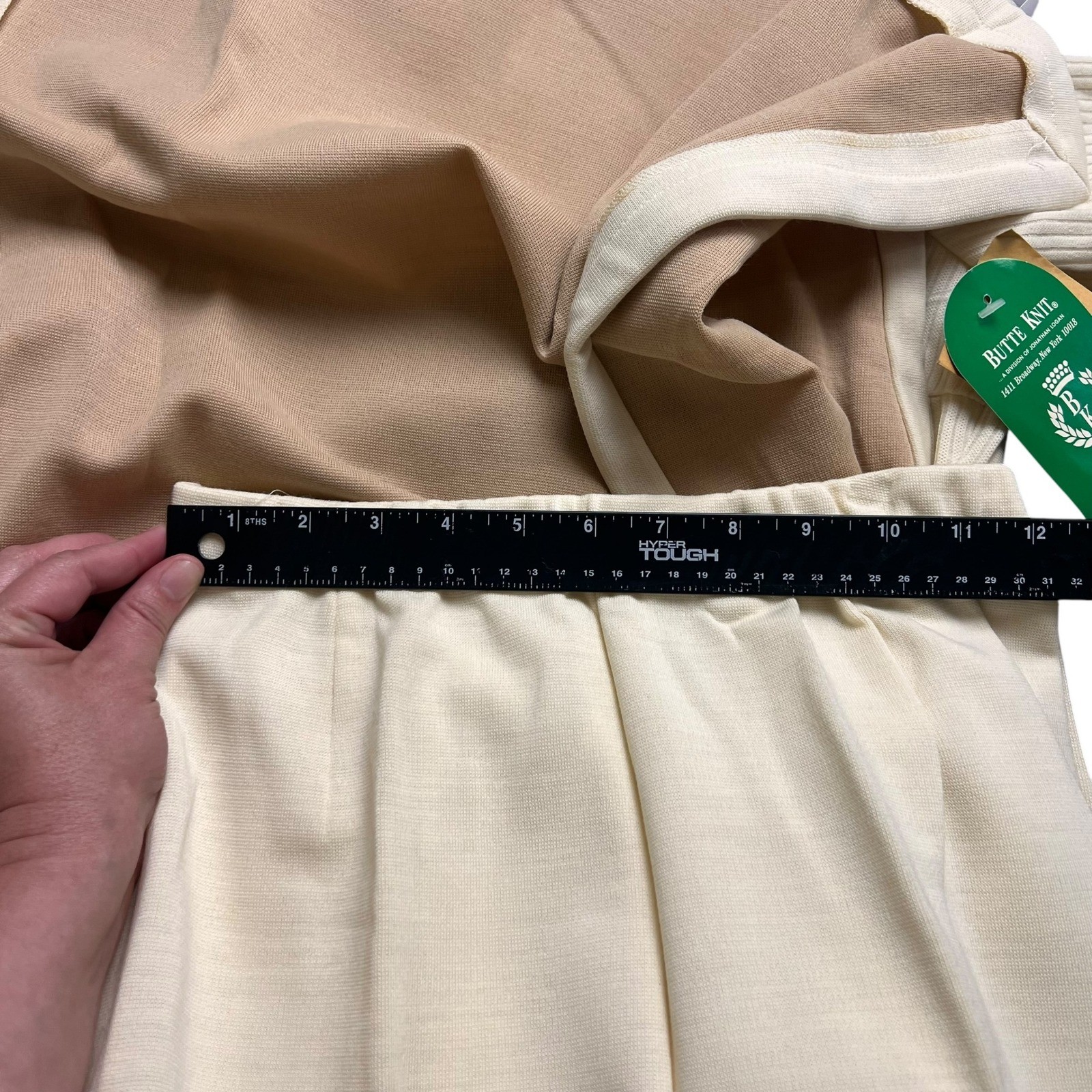 Vintage Butte Knit 3 Piece Set Tunic Vest Sweater Pants Tan Cream 4064 Size 10