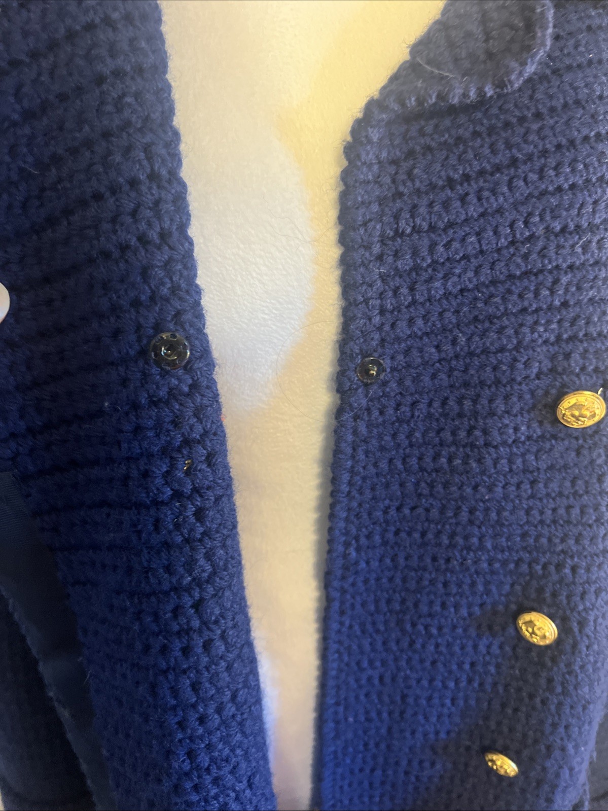 Vintage Hand knit Sailor Nautical Sweater Women’s Blue 100% Wool 1970’s