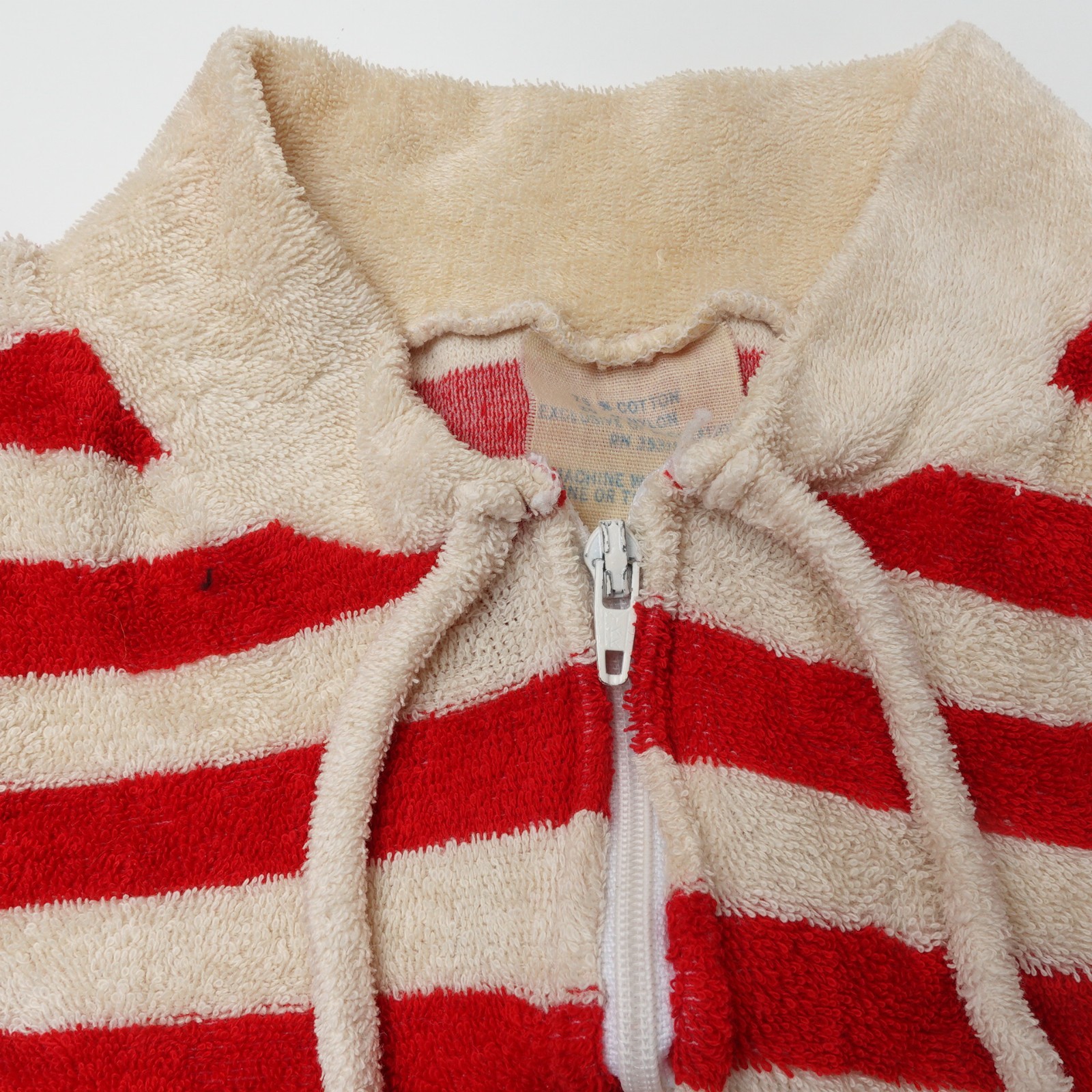 Vintage 50s JC Penney Kids Jumpsuit Pajamas Butt Flap Striped Study Sample Feet