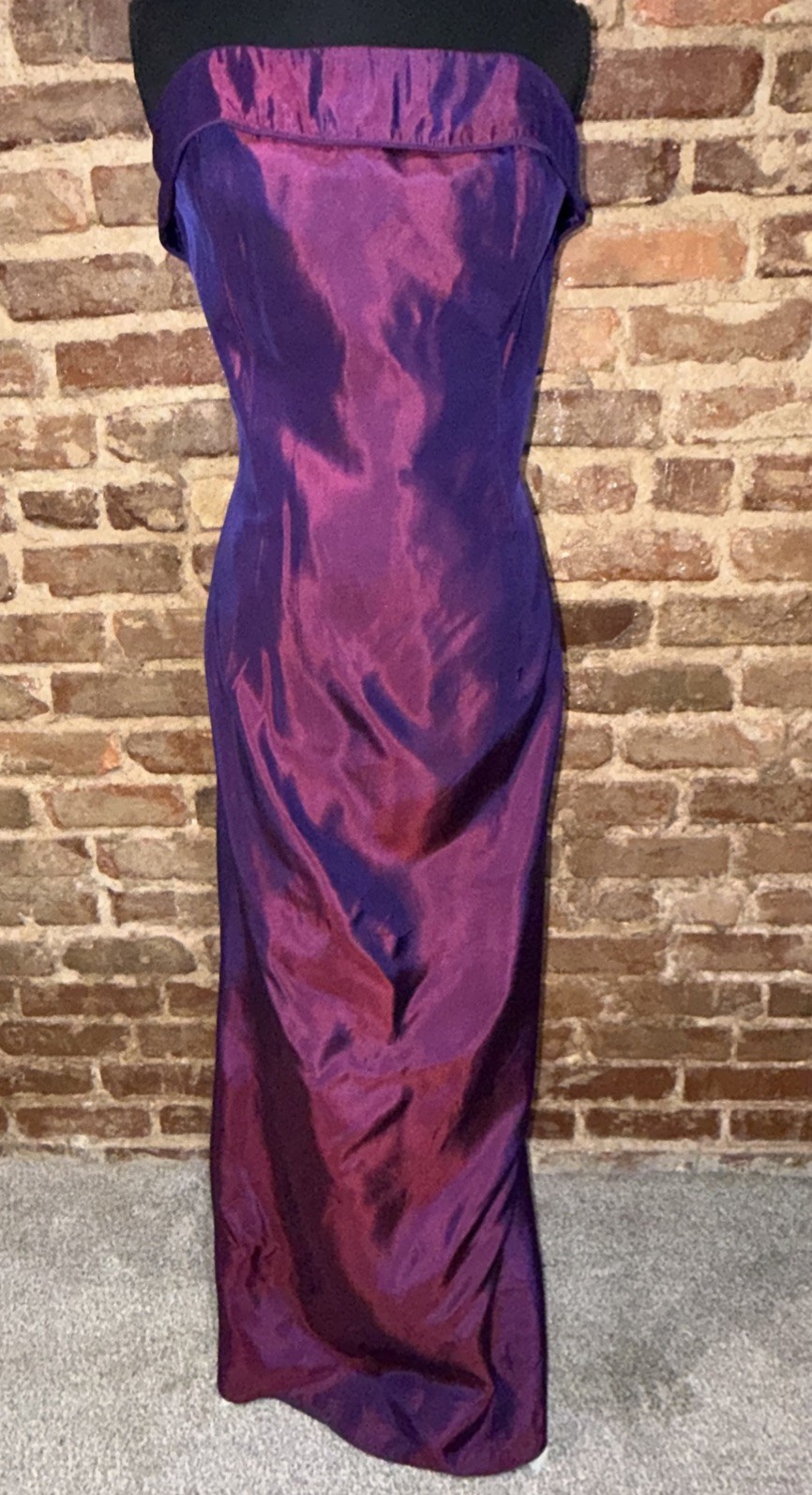 VTG Jessica McClintock Gunne Sax Iridescent Purple Satin Strapless Prom Dress 13