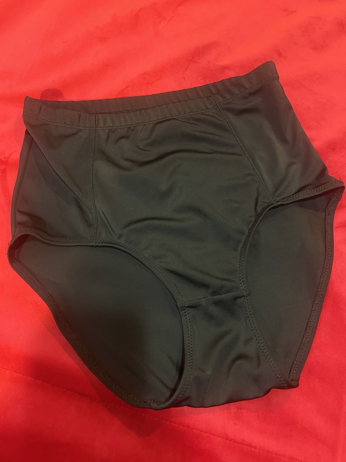 Vtg Y2K KATHY IRELAND SECOND SKIN Silky Nylon Black HIGH LEG BIKINI PANTIES 7/L
