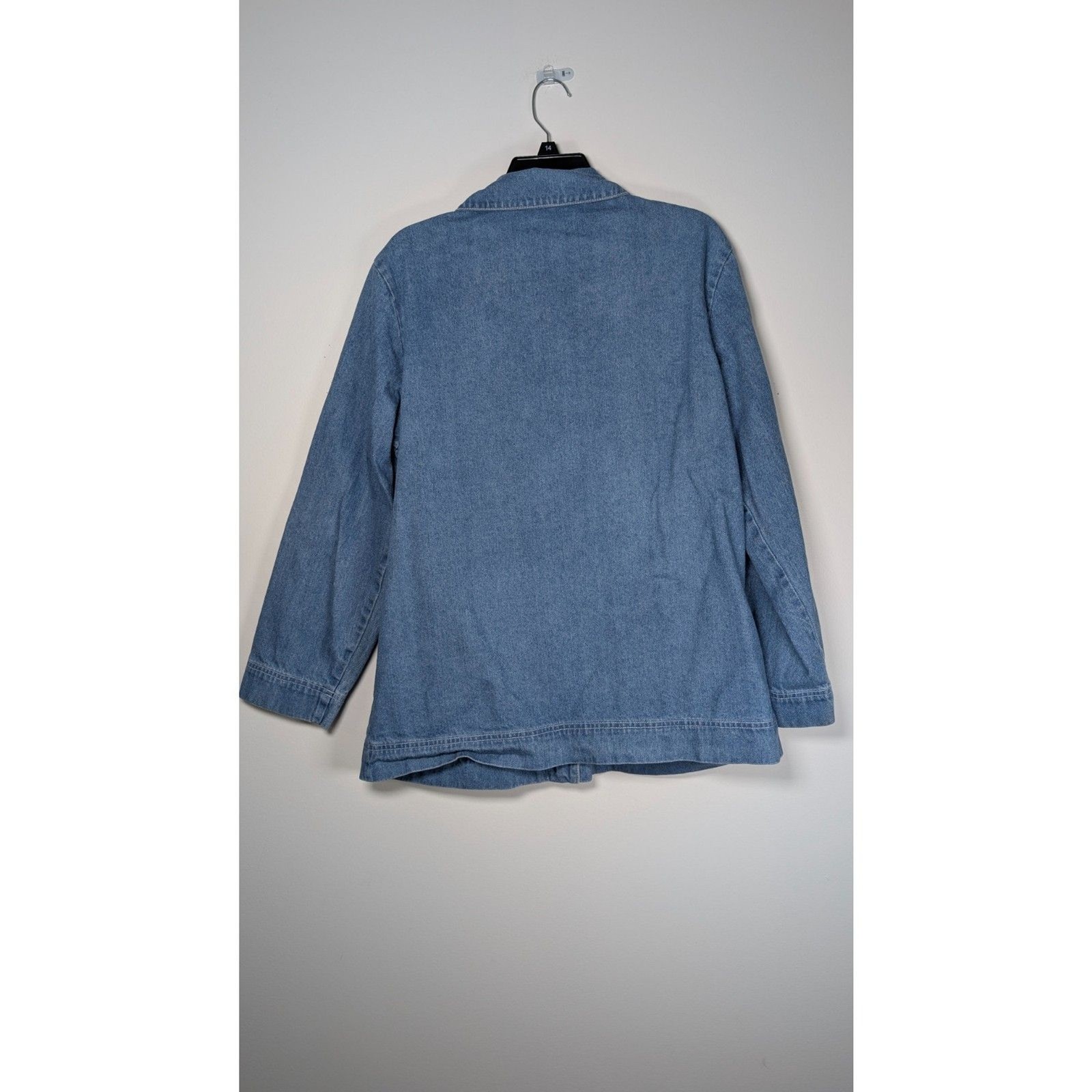 Vintage Embroidered Denim Chore Jacket Floral Cotton Cottagecore L Feminine Fall