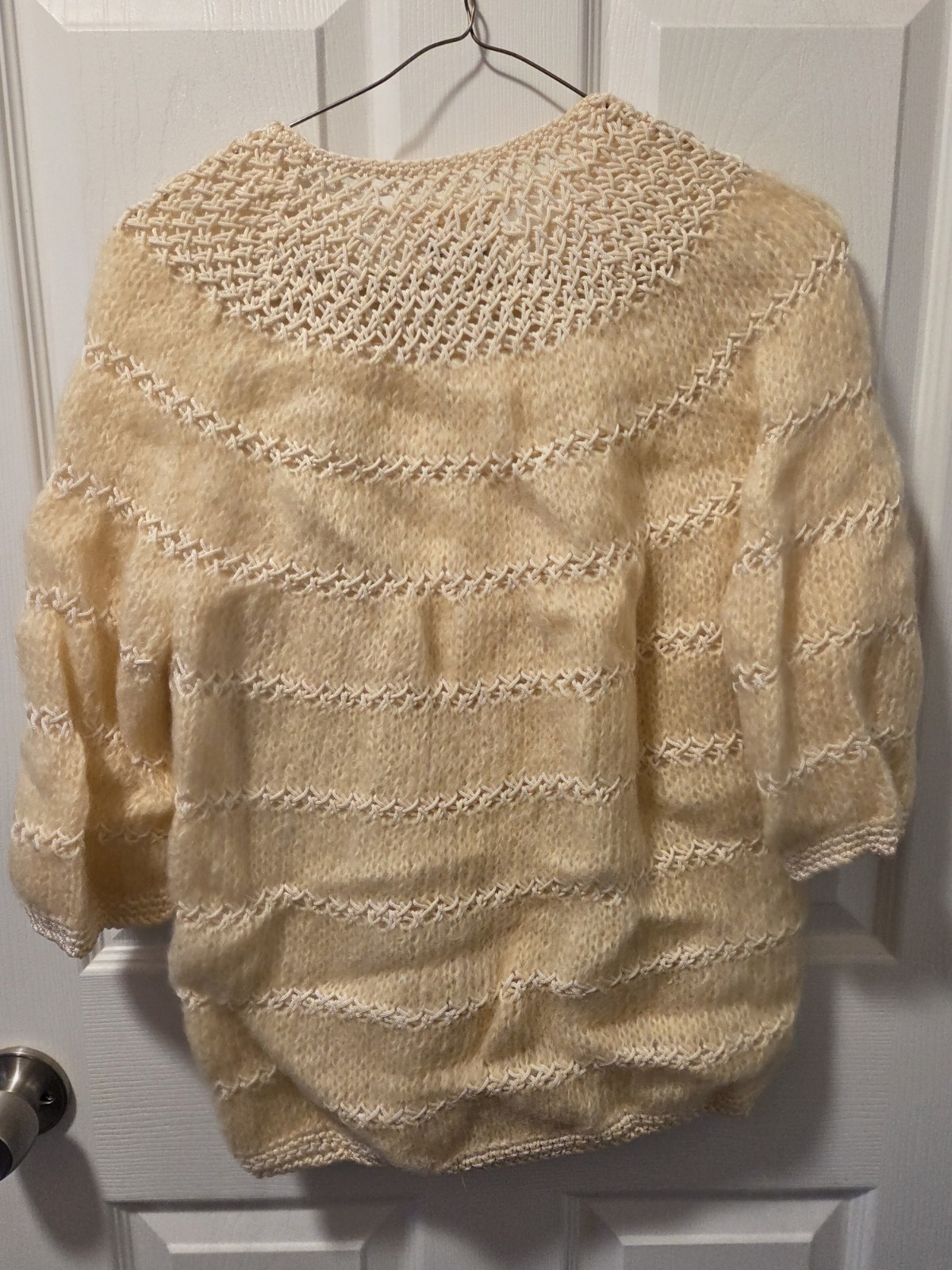 Beige Mohair Wool Cardigan Fully Lined by Cyn Les Hong Kong Vintage Size Large