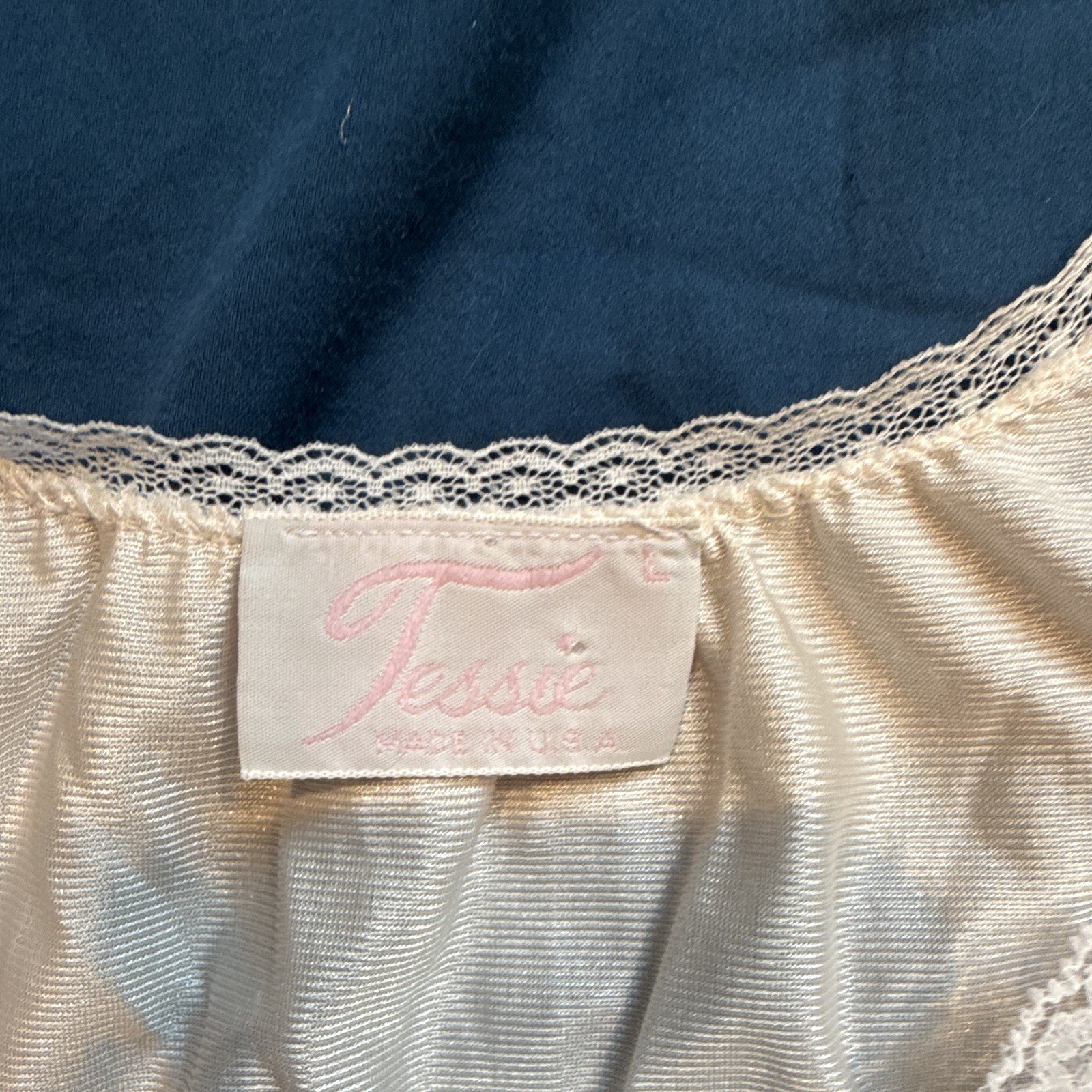 Tessy Beige Lace Trim Full Slip Chemise Lingerie Slip