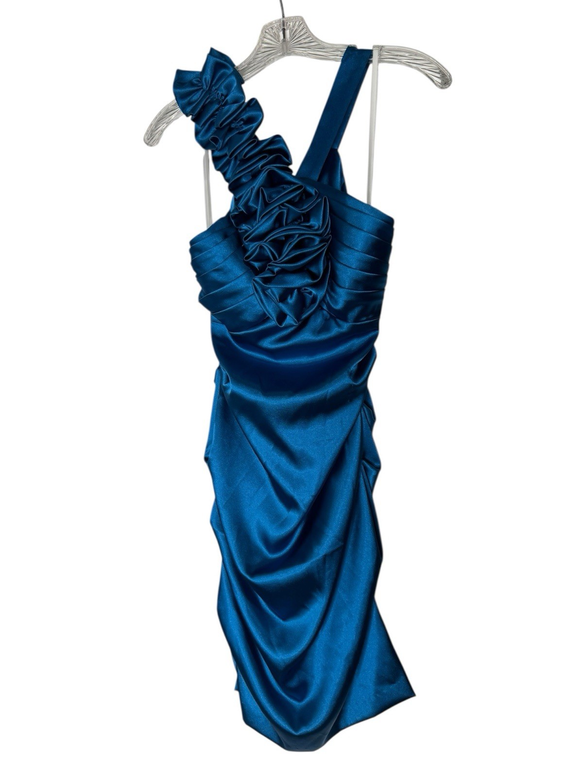 Vintage BLONDIE NITES Gorgeous Blue Formal Prom Party Wiggle Bodycon Satin Sexy