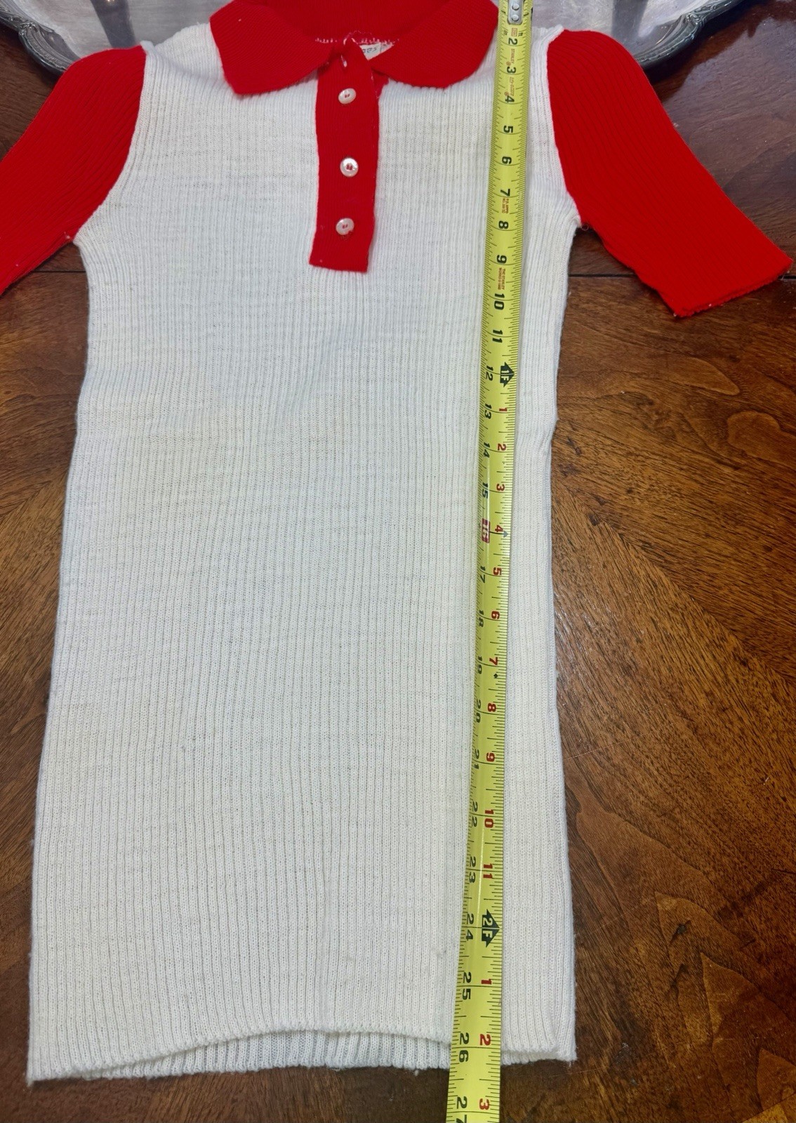 Vintage 1970s Gumdrops by Bradley Women’s Knit Neon Red& White Sweater Top