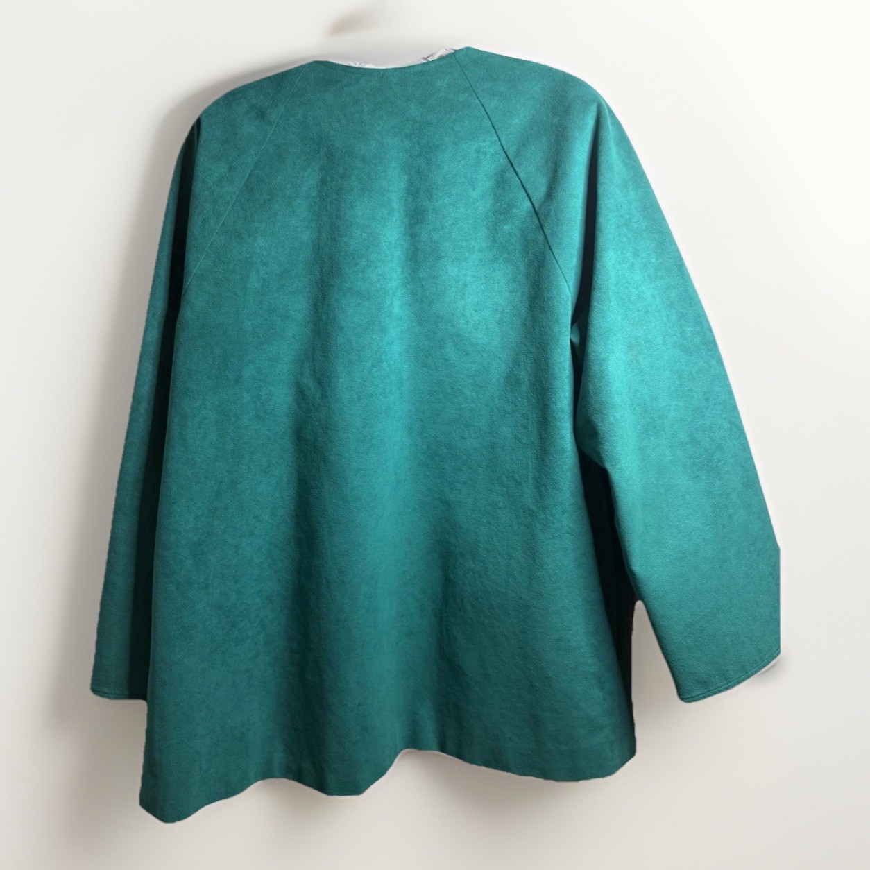 Vintage Ultrasuede Teal Open Front Jacket Made USA Minimalist Coat 8