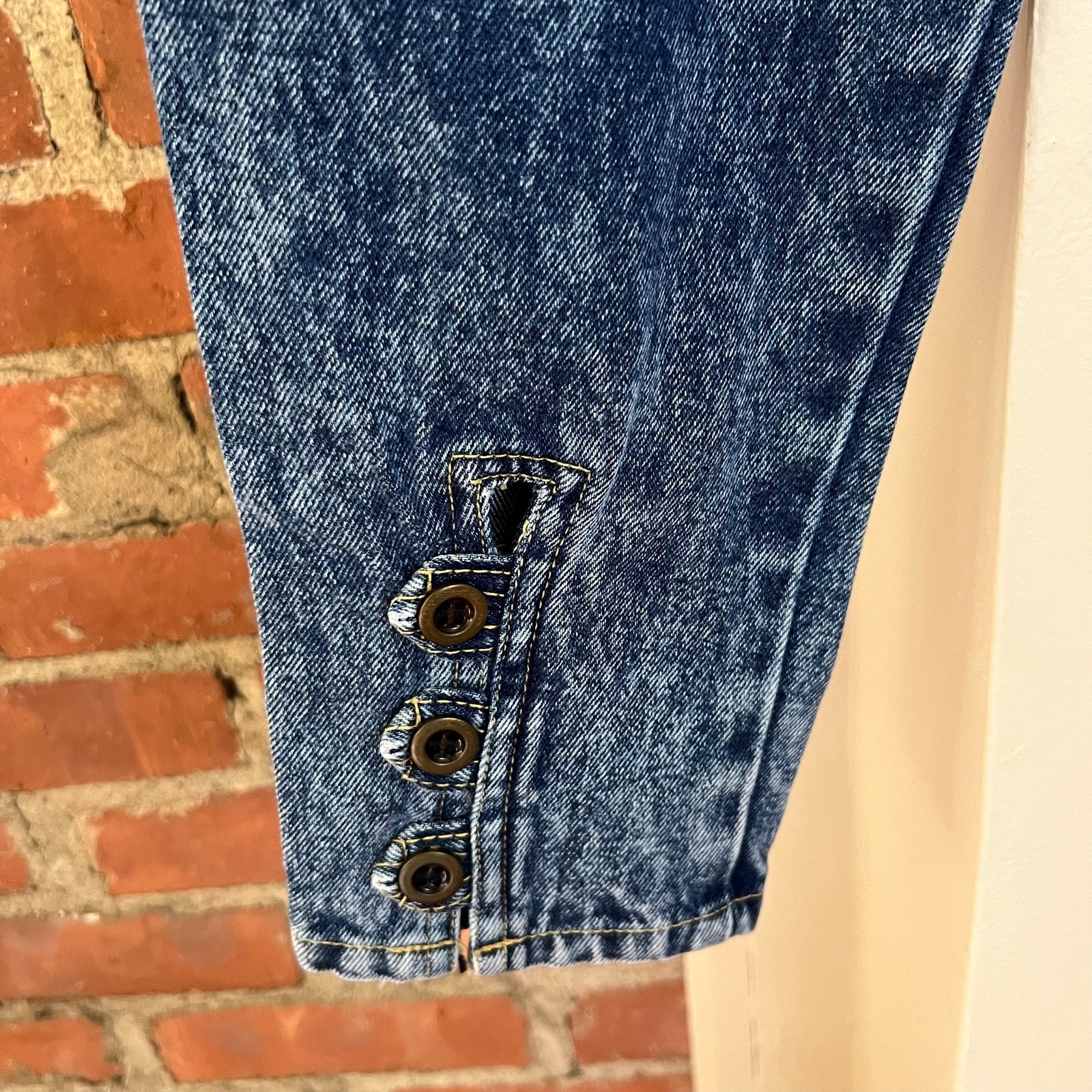 Vintage 80s JEANTAX Acid Wash High Rise Tapered Mom Jeans Ankle Buttons Denim 28