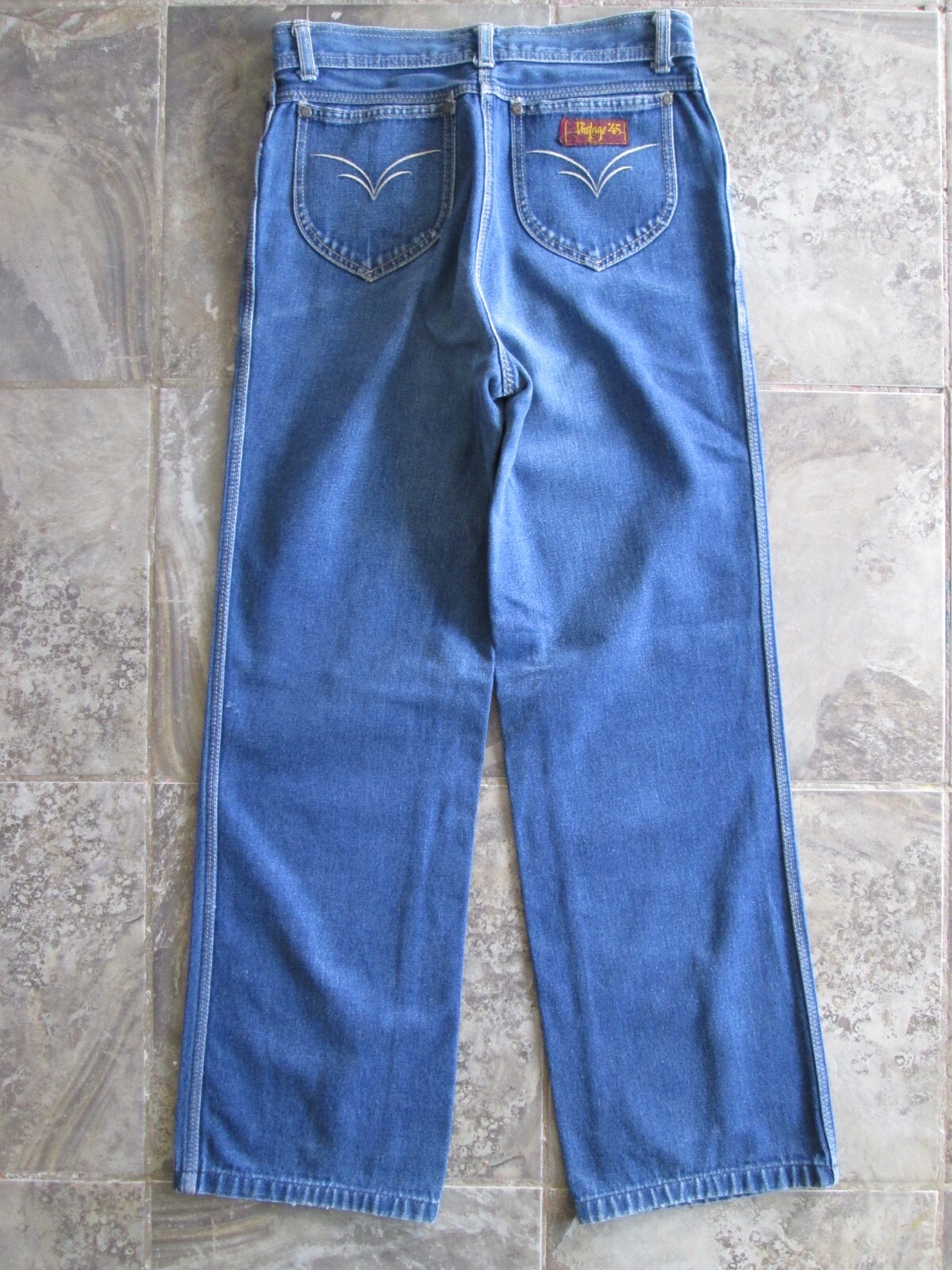 „Vintage ’45” Women’s Blue Jeans 13 28×28 Wide Leg Cotton High Waist Hong Kong