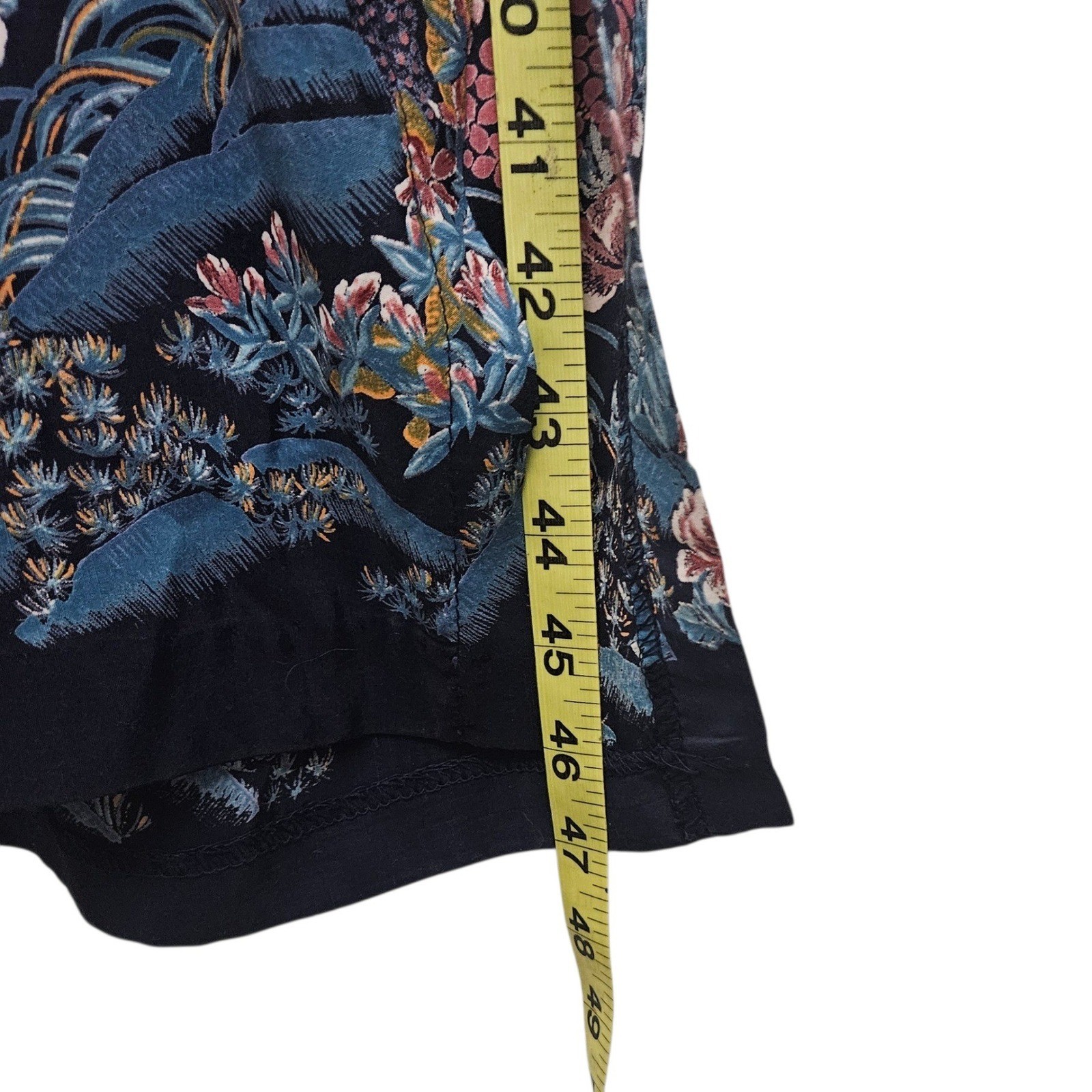 Vintage 80s Oops California Rayon Floral Rooster Midi Dress Navy Dolman Boho 5/6