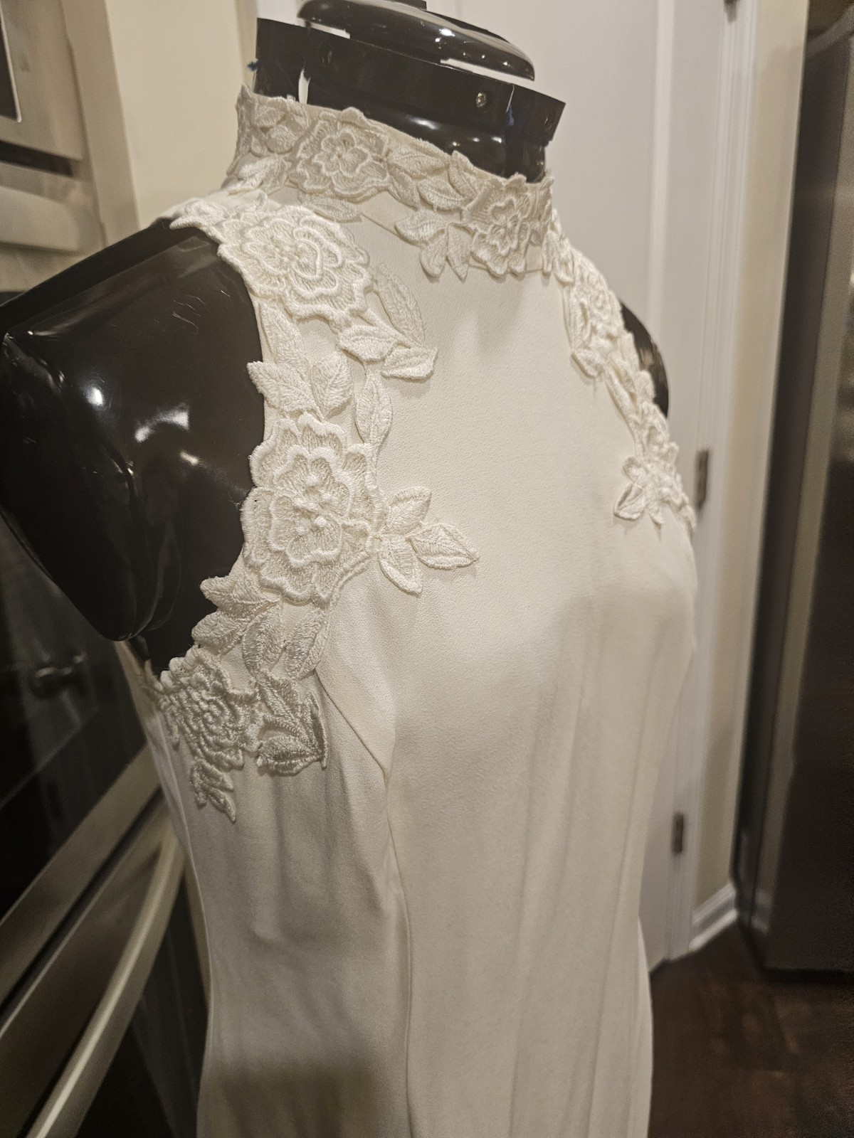 Vintage Off White Creme Lace Scott Mcclintock Long Gown Dress 8