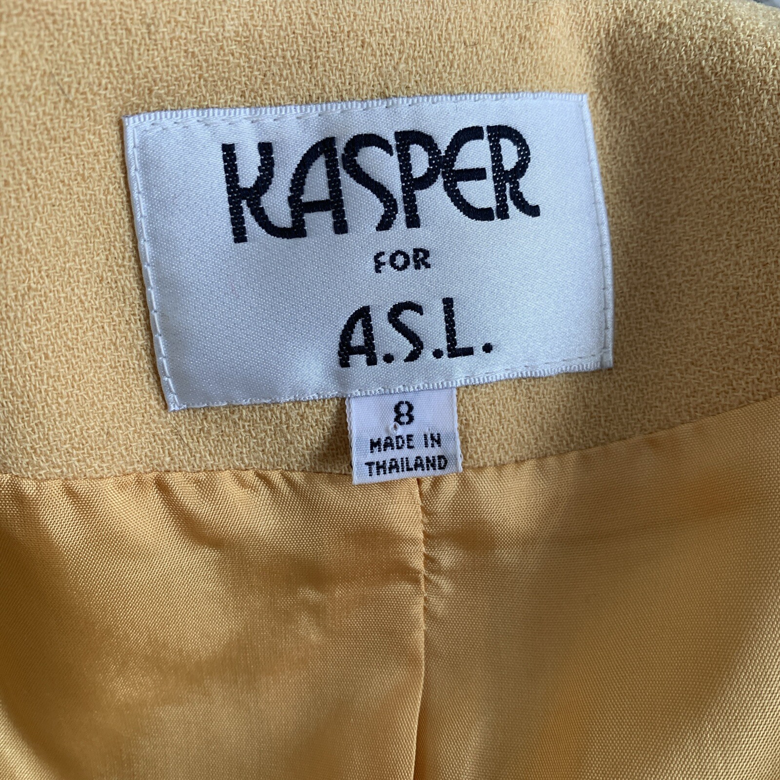 Vintage 80s Wool Kasper For ASL Asymmetrical Harvest Gold Yellow Blazer Jacket 8