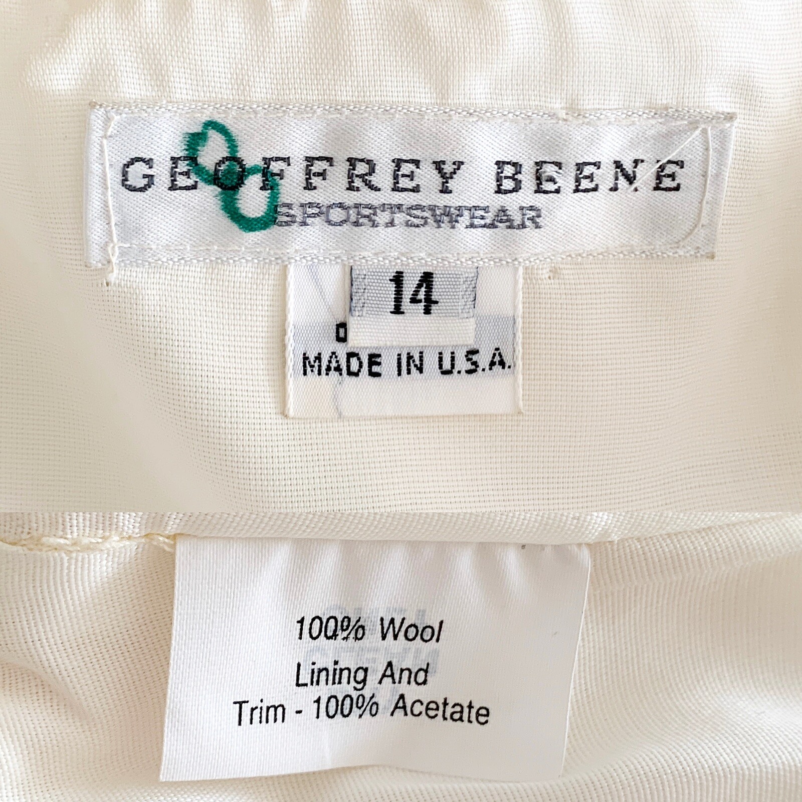 80s Geoffrey Beene Quilted Jacket Ivory Wool Tuxedo Mod Jacket Large