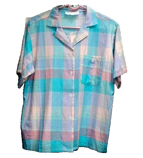 Hunter’s Glen Vintage Multi-Color Short Sleeve Check Button-Up Shirt Sz 12