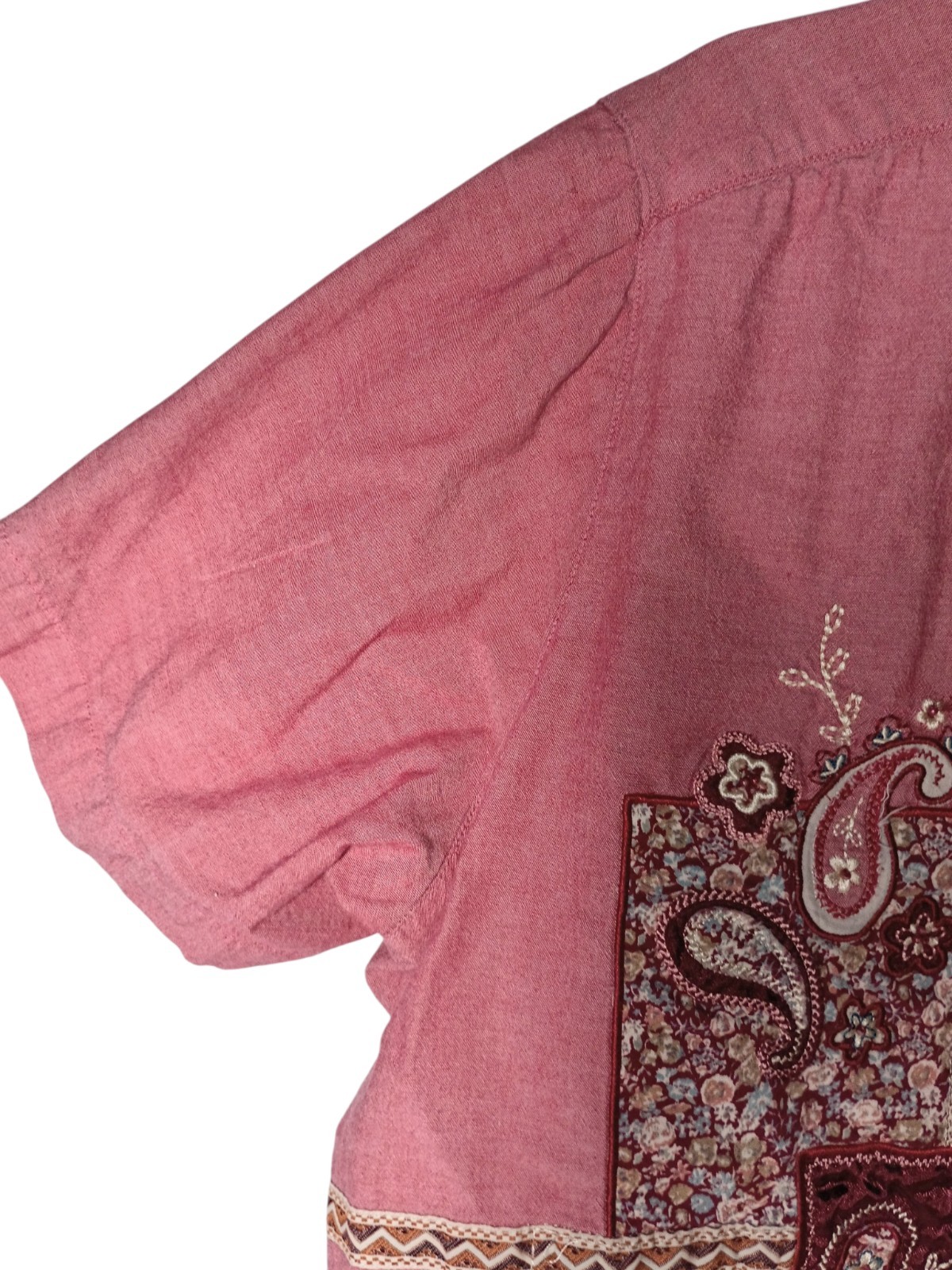 Bobbie Brooks Cotton Patchwork Button Top 22W/24W Peasant Boho Artsy