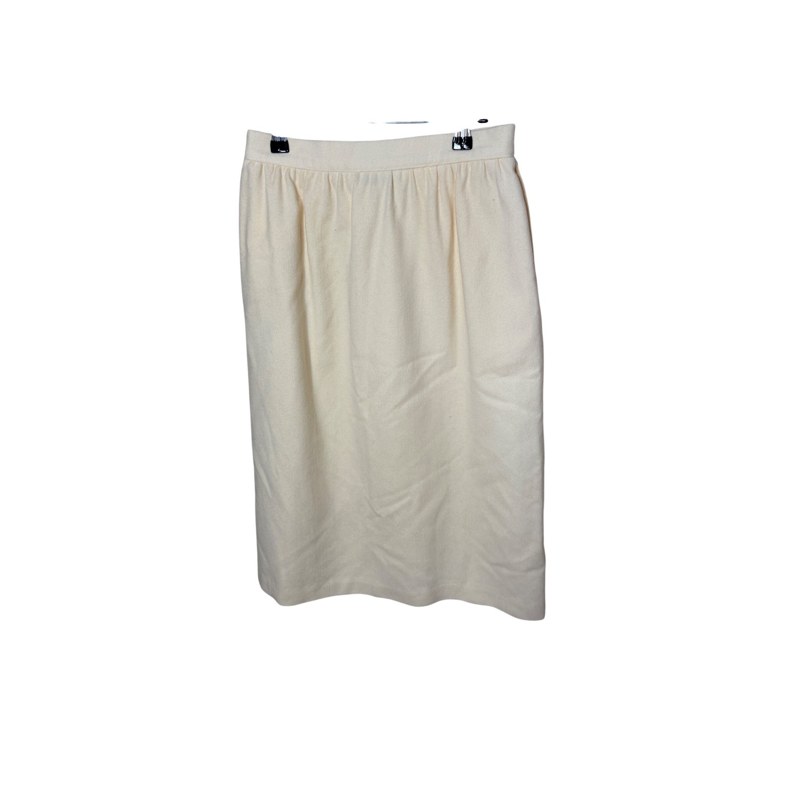 Thats Me Vintage Cream 100% Wool Skirt Suit Set Cropped Blazer Midi Skirt 11/12