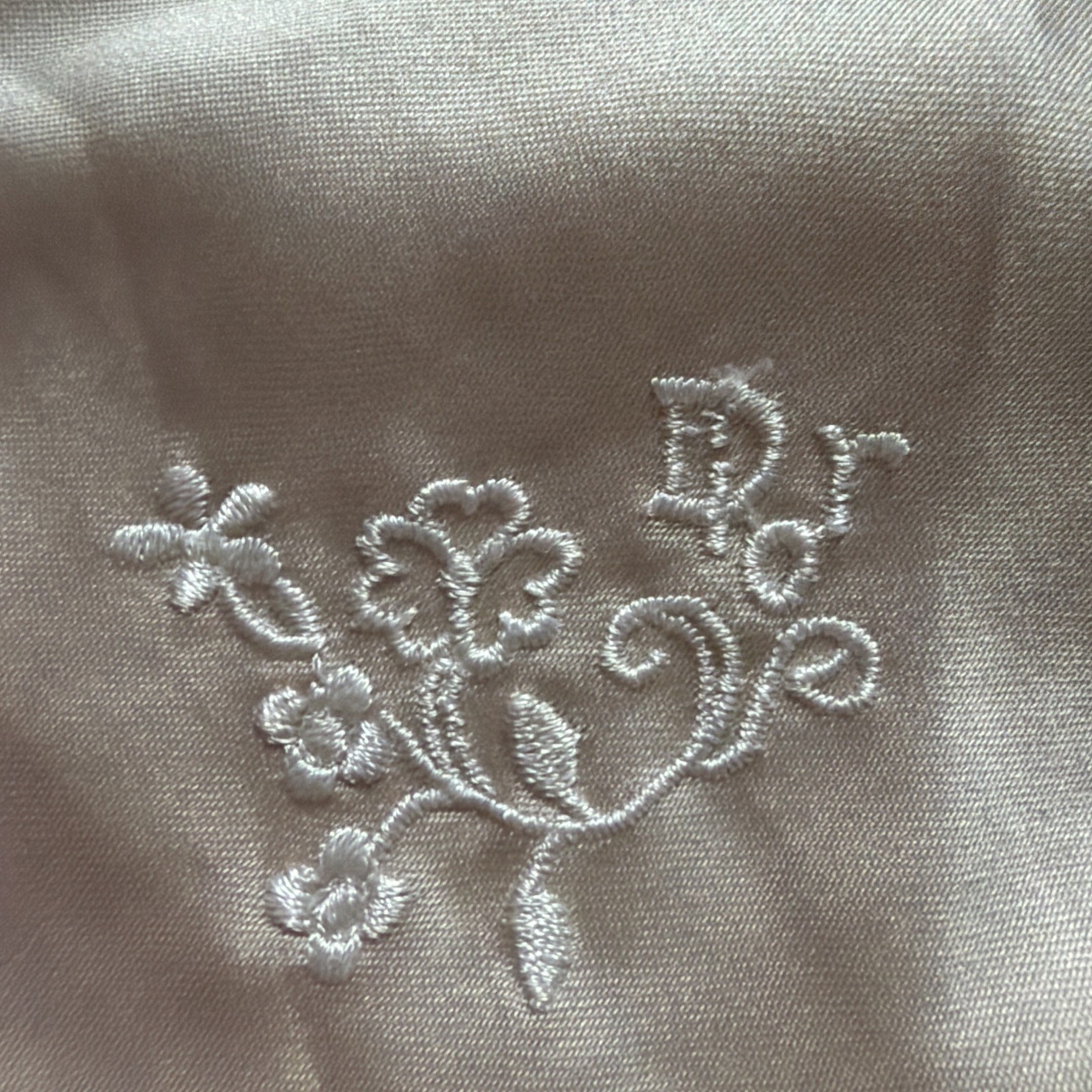 Vintage Christian Dior Intimates beige Satin Half Slip with White Lace Trim