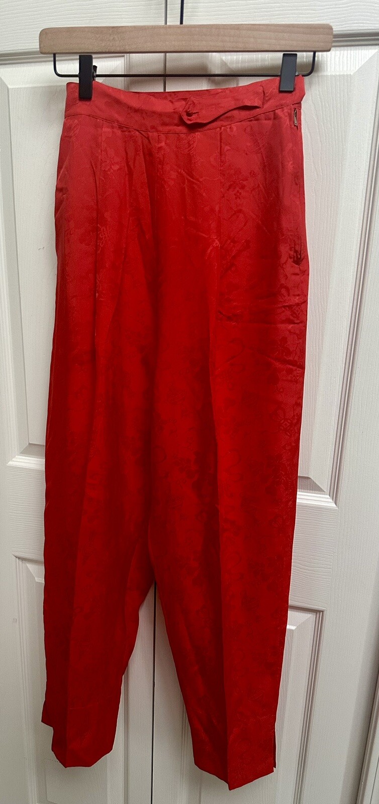 Vintage SZ 12 Dynasty Hong Kong BCC Silk 2 Pc Jacquard Floral Hostess Pant Set