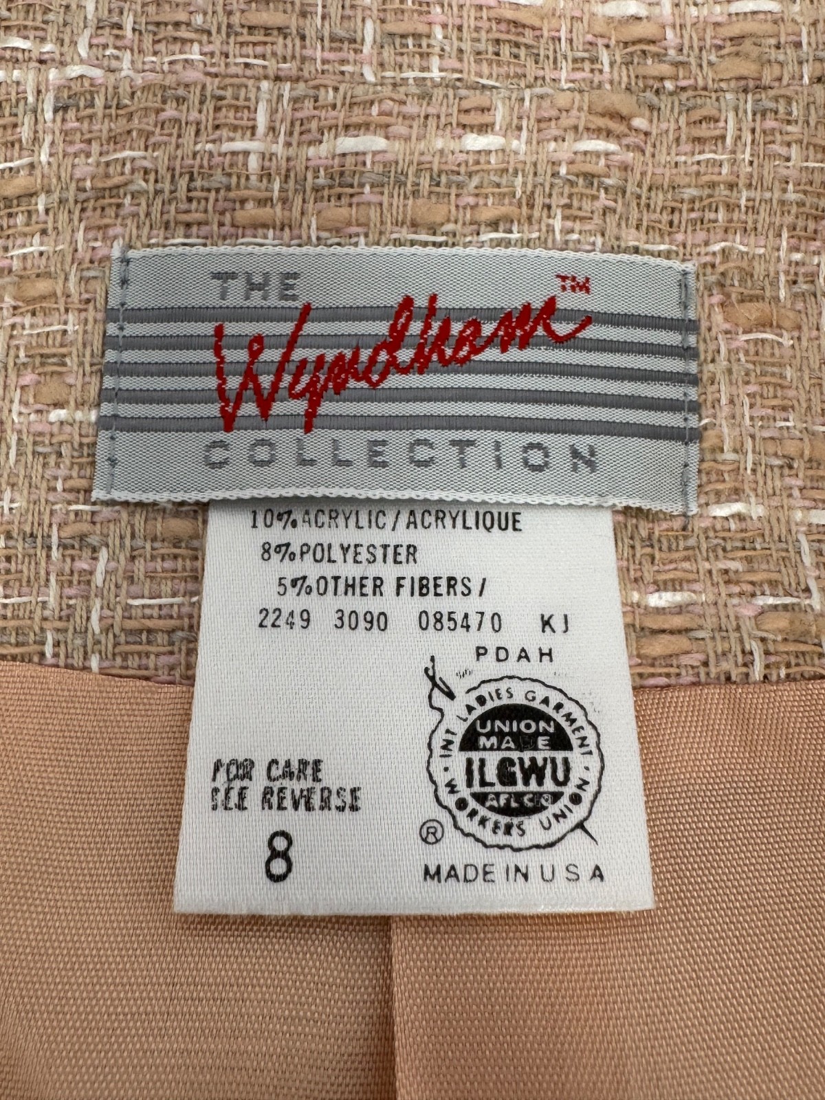 NWT Vtg The Wyndham Collection Pink Tweed Blazer Women’s Sz 8 Cotton/Linen I6