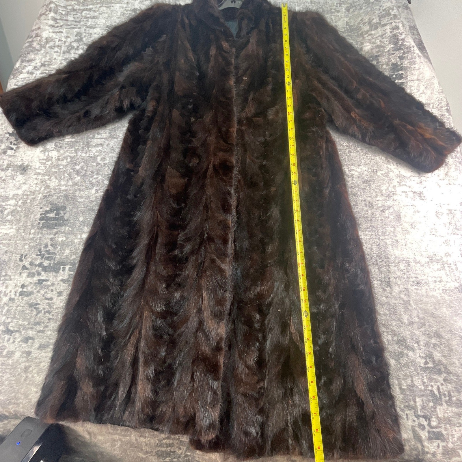 Vtg Home Made Womens L Full Length Mink Fur Coat Brown Glam Mob Wife Luxury