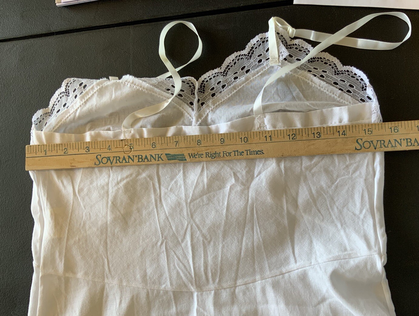 VTG Figurfit by Indera Size 34 White Poly/Cotton W/ Lace Full Slip Babydoll