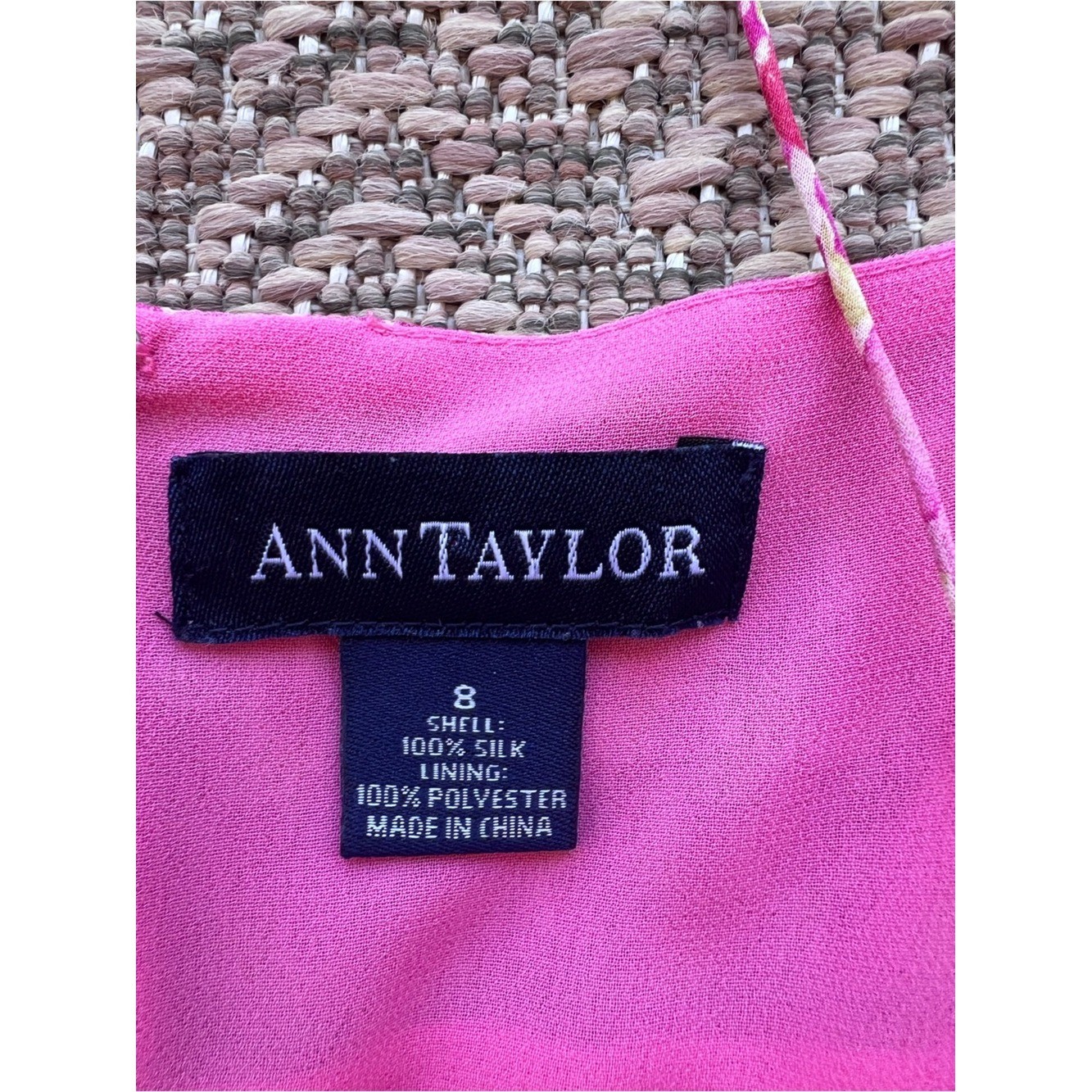 Vintage Ann Taylor 100% Silk Floral Midi Dress Pink Purple Tiered Slip Dress Siz