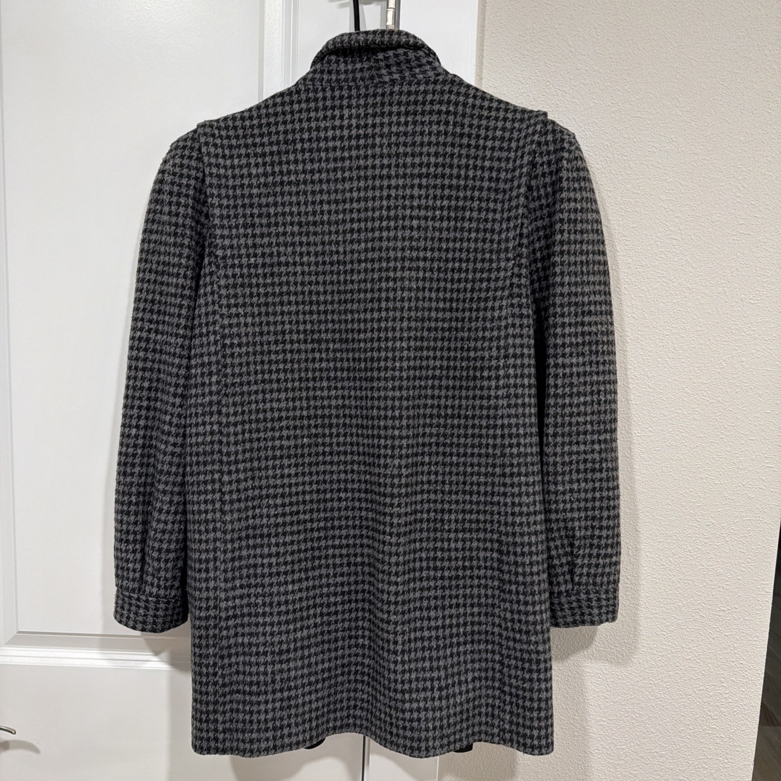 VTG Learsi Wool Houndstooth Blazer Jacket Gray Black Oversized 80s 90s Size 9