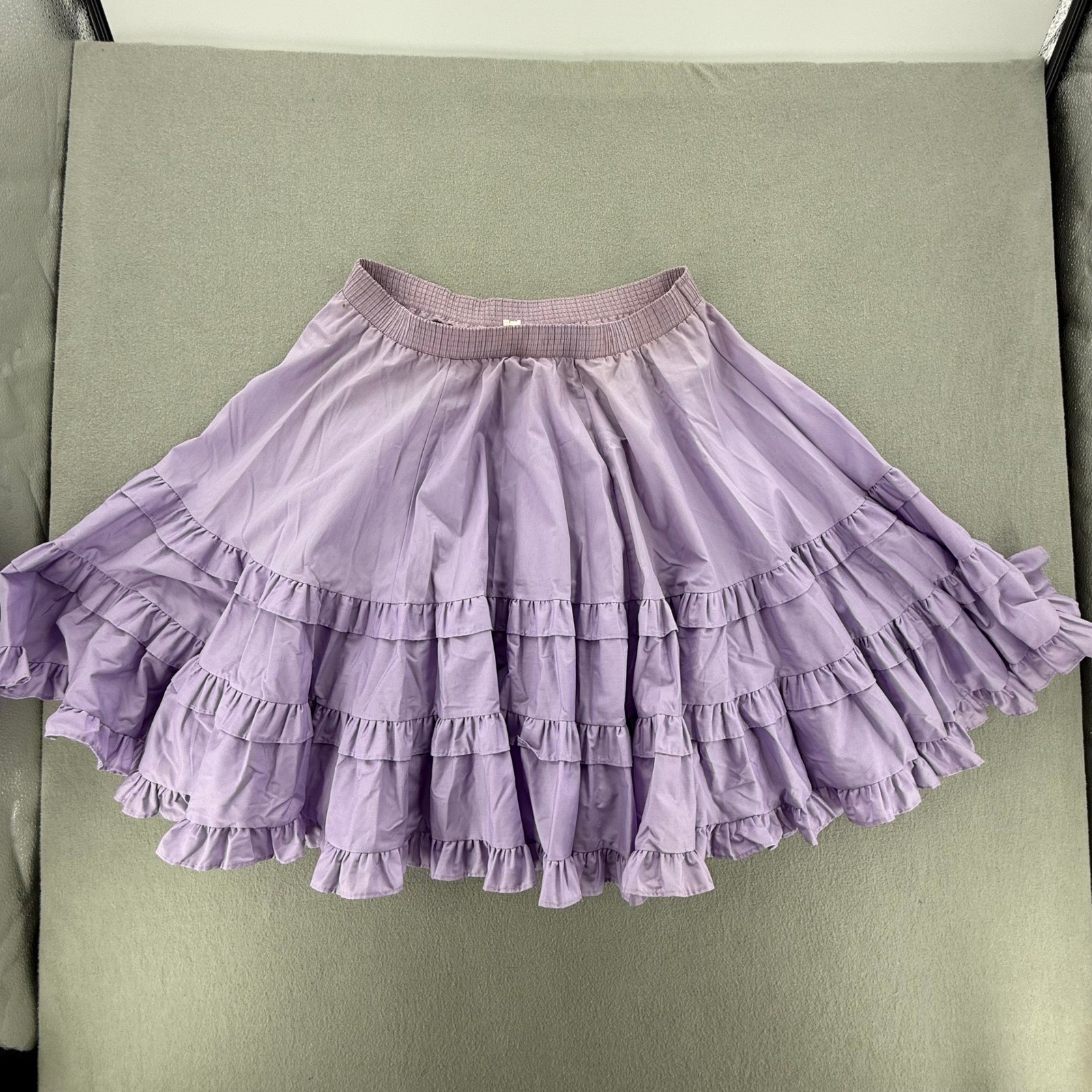 Vintage Square Dance Tiered Western Prairie Lavender Full Circle Skirt Blouse XL