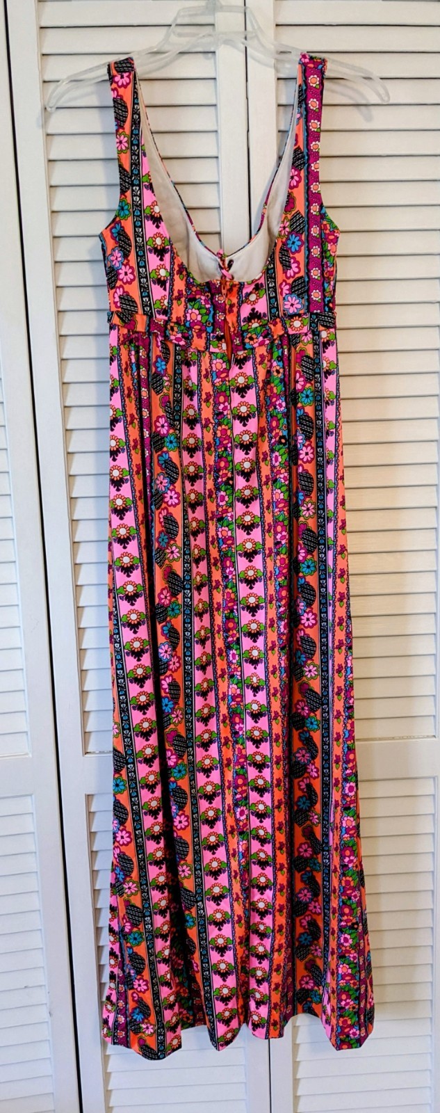 Vintage Late 60s Sirena of California Psychedelic Pink-Orange Maxi Dress