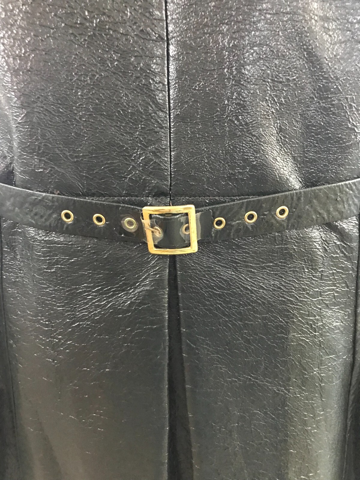 Vtg Swingles by Character MCM 70s Hippie Black Crinkle Pleather Jacket Coat Med