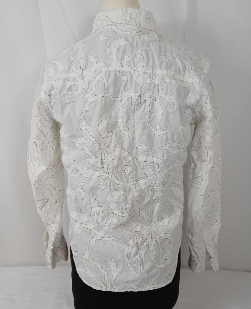 Vintage 90’s Chicos Design Shirt Womens Sz Small White Soutache Embroidered